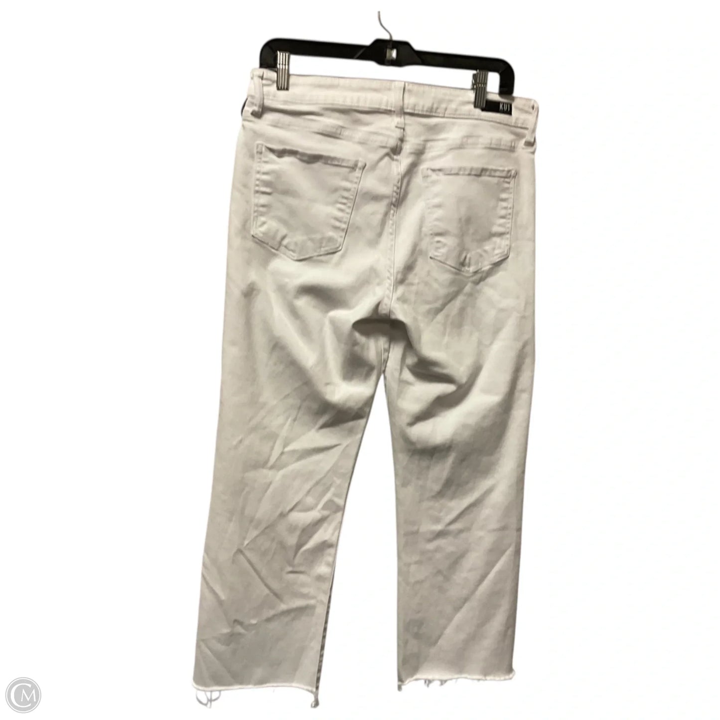 Jeans Flared By Kut In White Denim, Size: 12