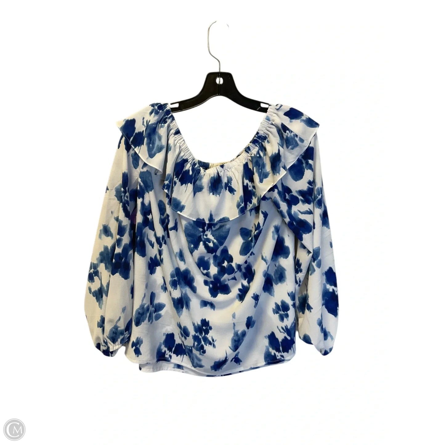 Top Long Sleeve By Michael By Michael Kors In Blue & White, Size: Xl