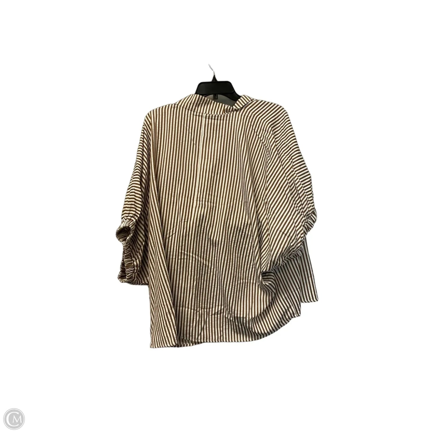 Top Short Sleeve By Entro In Brown & Cream, Size: 2x