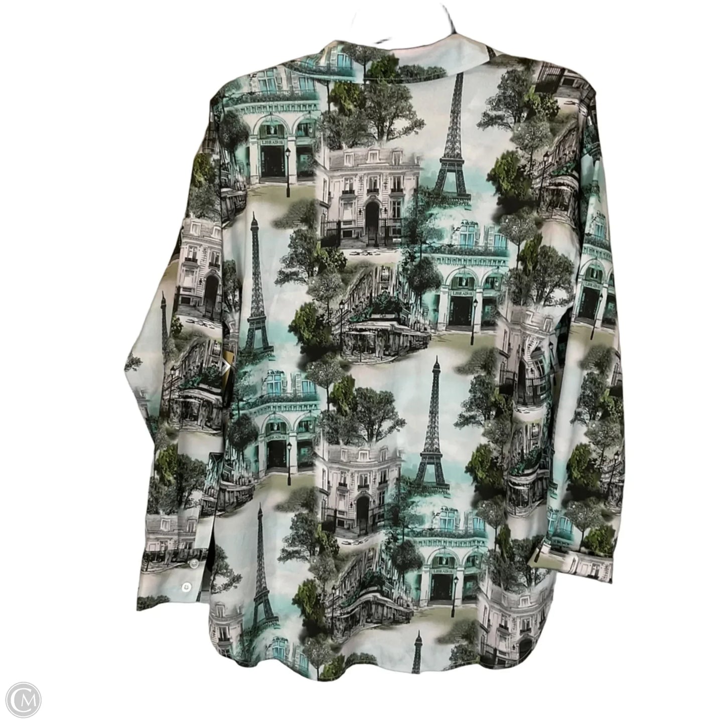 Top Long Sleeve Designer By Karl Lagerfeld In Blue & Green, Size: S