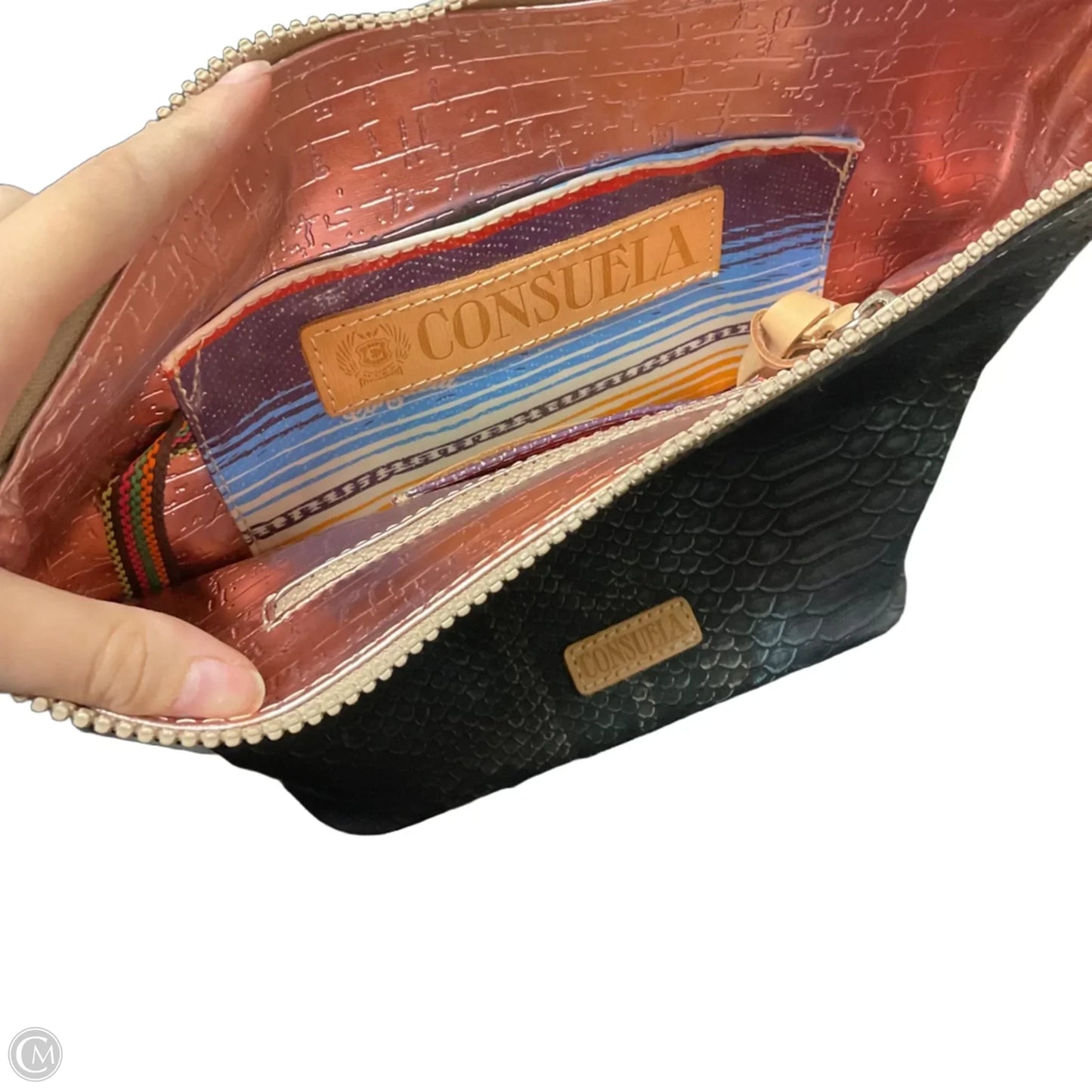 Handbag Leather By Consuela, Size: Medium