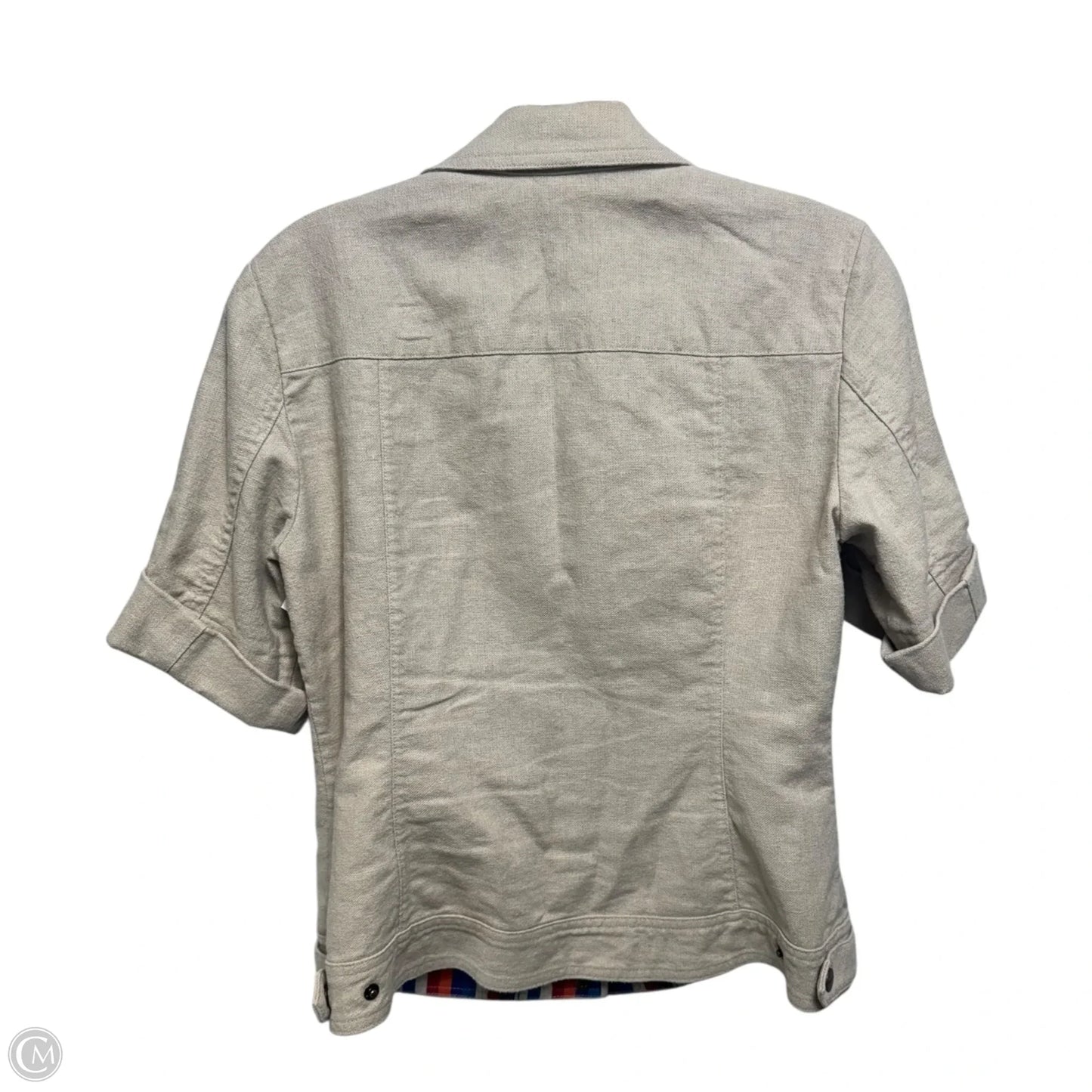 Linen Blend Jacket Shirt By Coldwater Creek In Tan, Size: 4