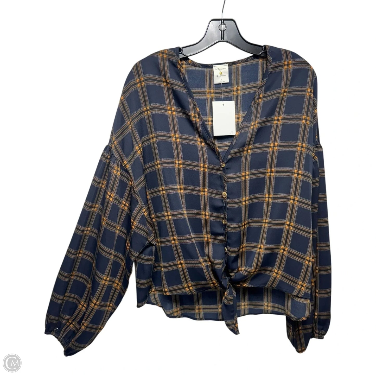 Top Long Sleeve By By Together In Plaid Pattern, Size: M