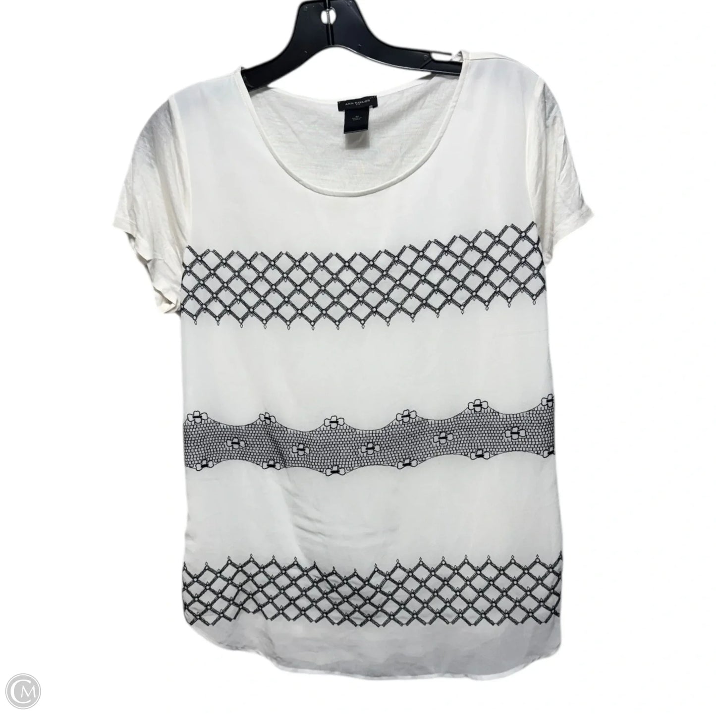 Top Short Sleeve By Ann Taylor In Cream, Size: M