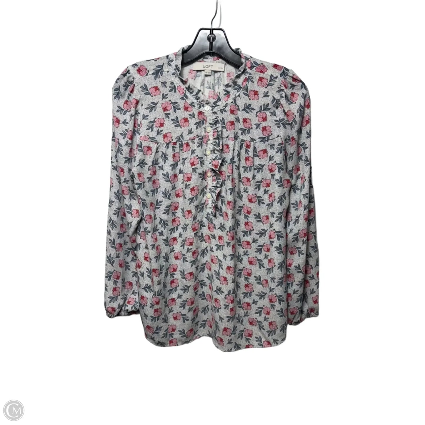 Top Long Sleeve By Loft In Floral Print, Size: M Petite
