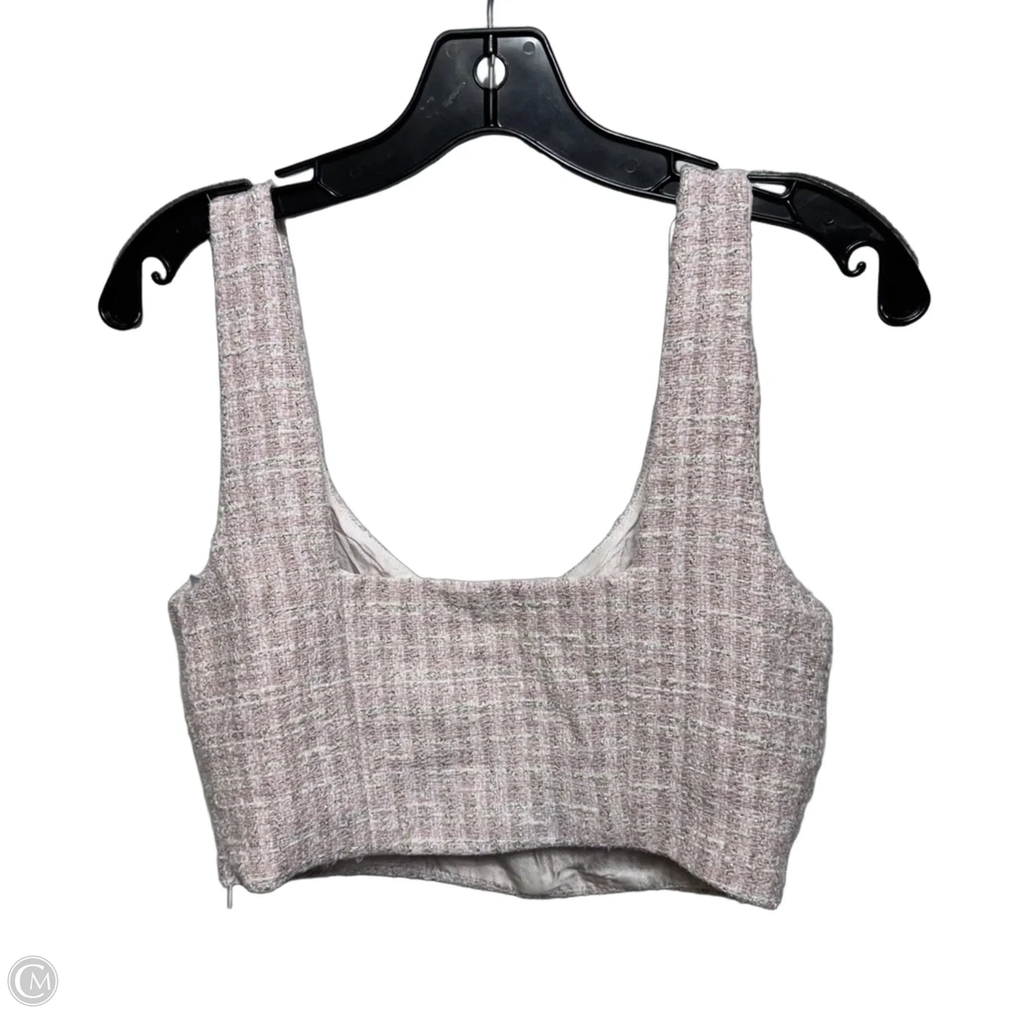 Tweed Bustier Crop Top Sleeveless By Zara In Pink, Size: M