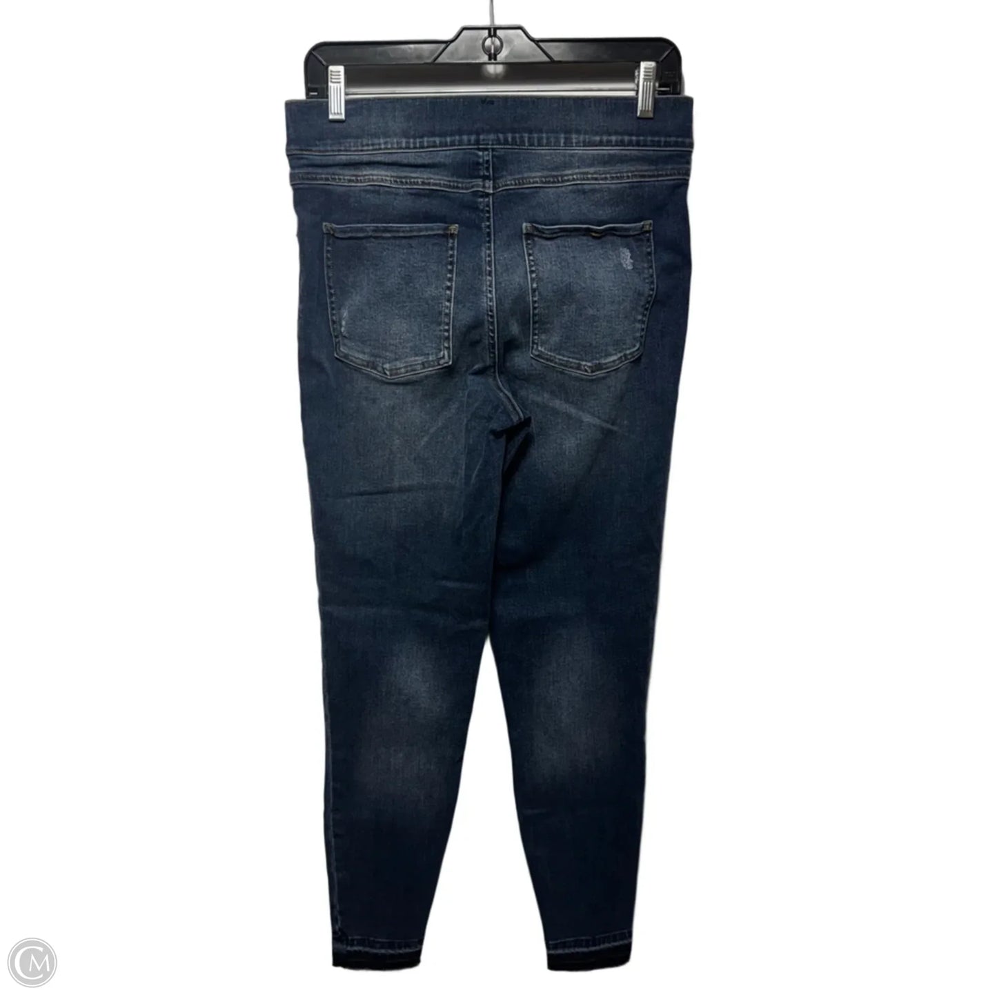 Distressed Denim Legging Jeans Skinny By Spanx In Blue Denim, Size: L