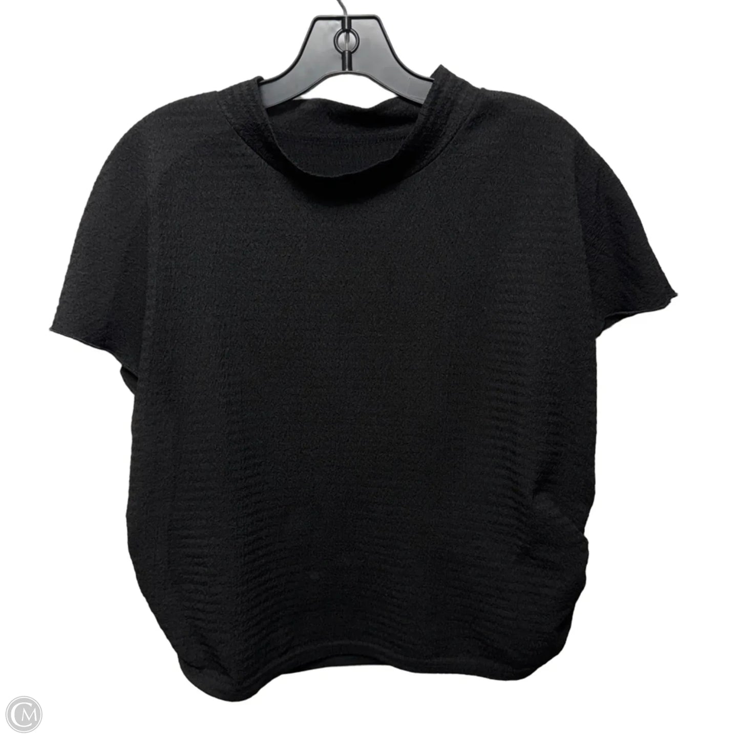 Textured Ruched Sides Top Short Sleeve By Shein In Black, Size: 3x