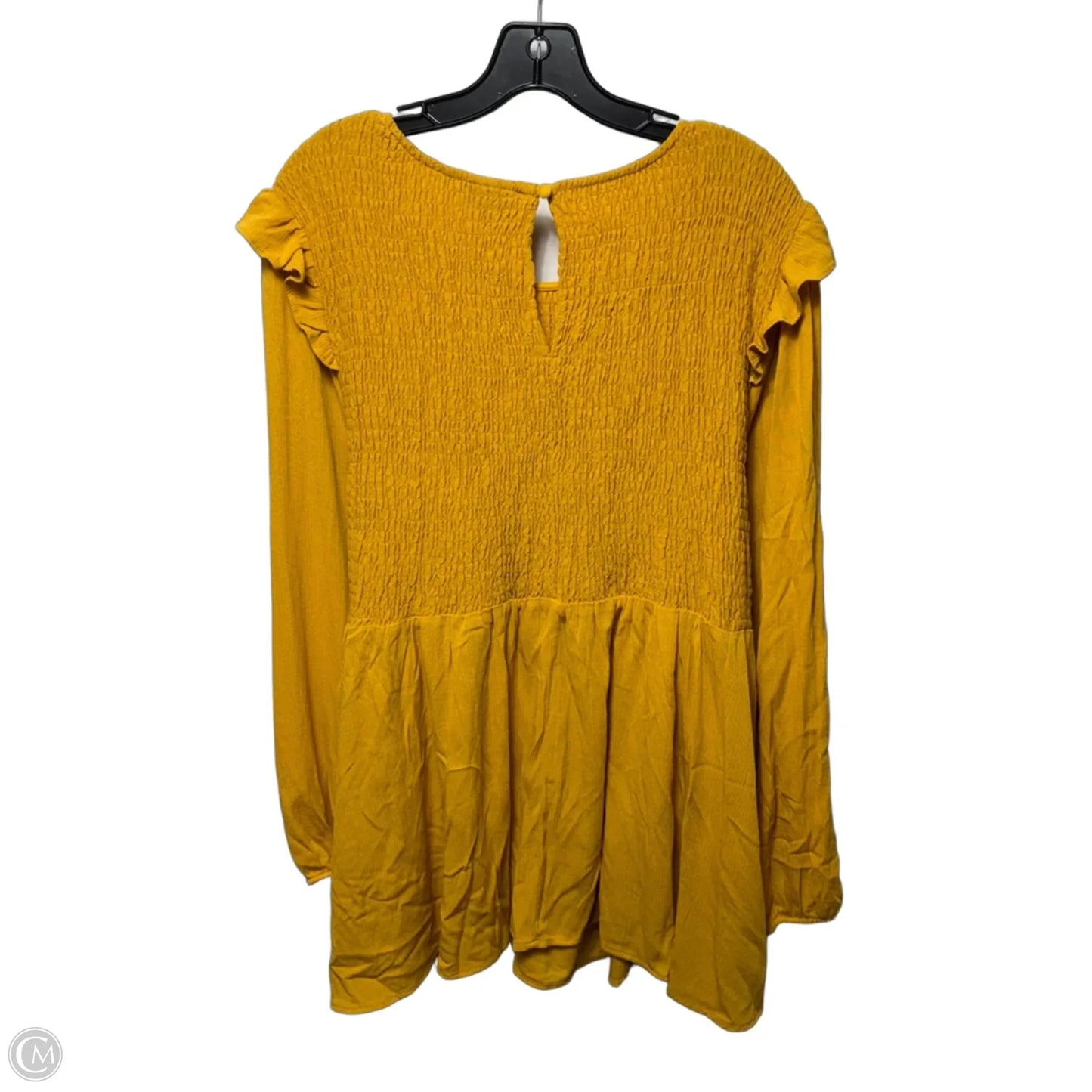 Peplum Crinkle Gauze Smocked Top By Torrid In Yellow, Size: 2X