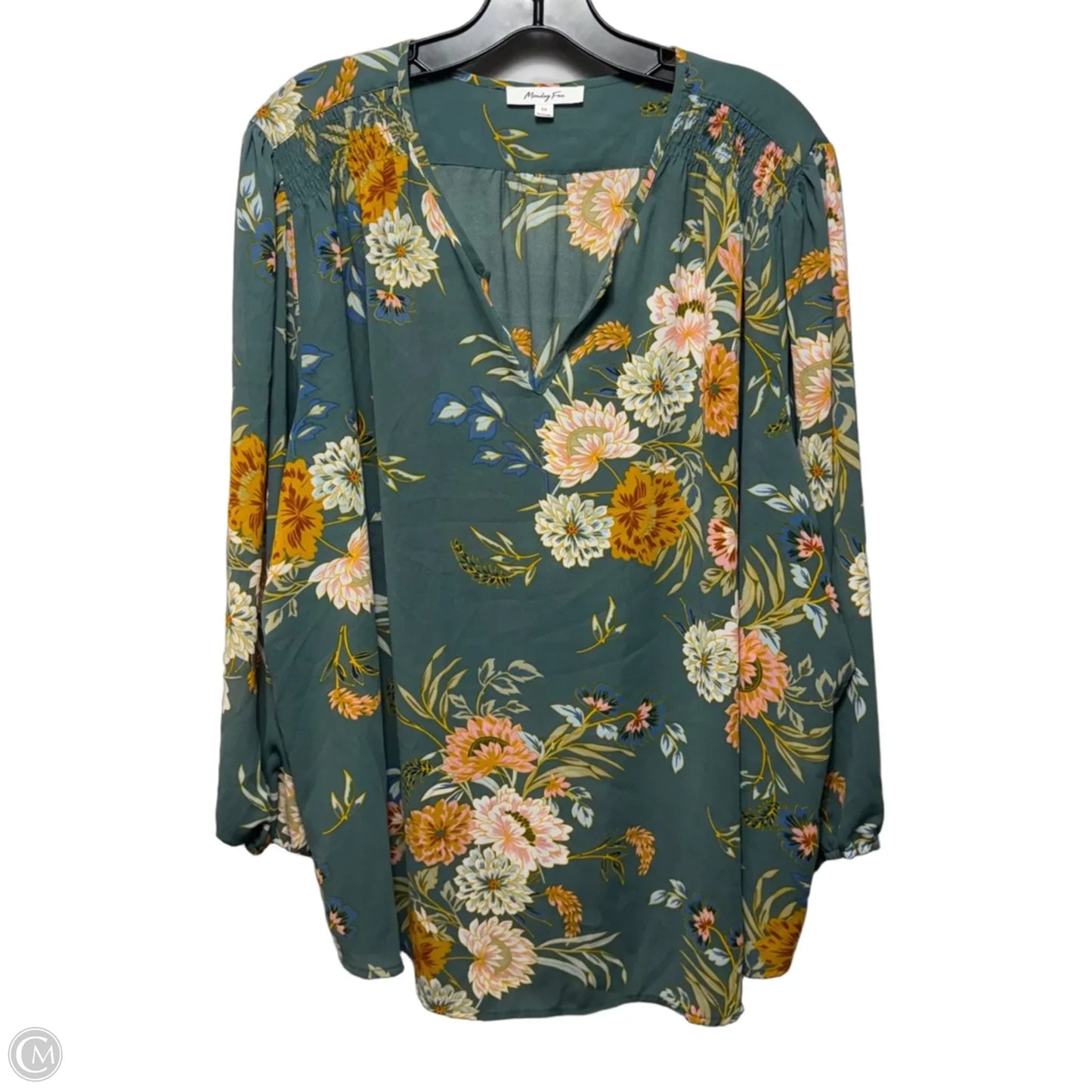 Top Long Sleeve By Monday Fun In Floral Print, Size: 3x