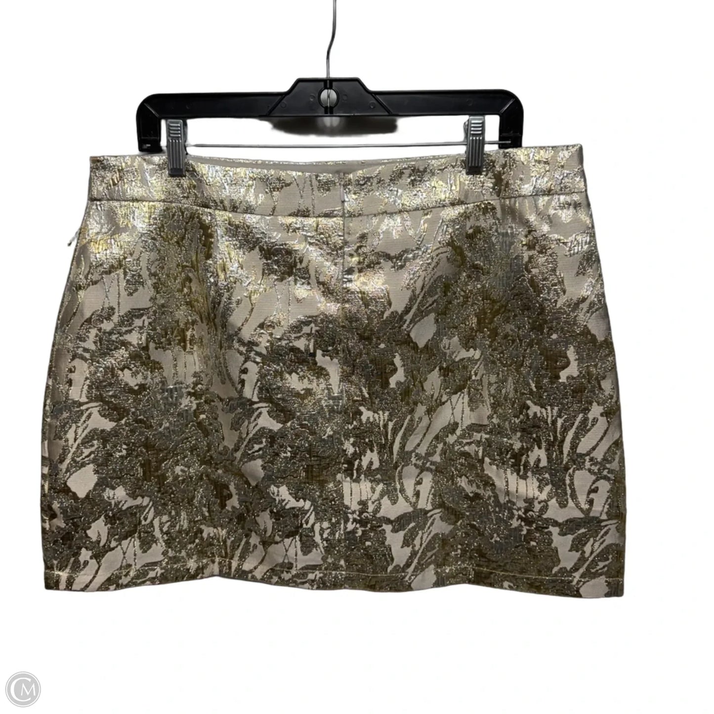 Cher Metallic Floral Brocade Mini A-Line Skirt By J.Marie In Gold, Size: XL