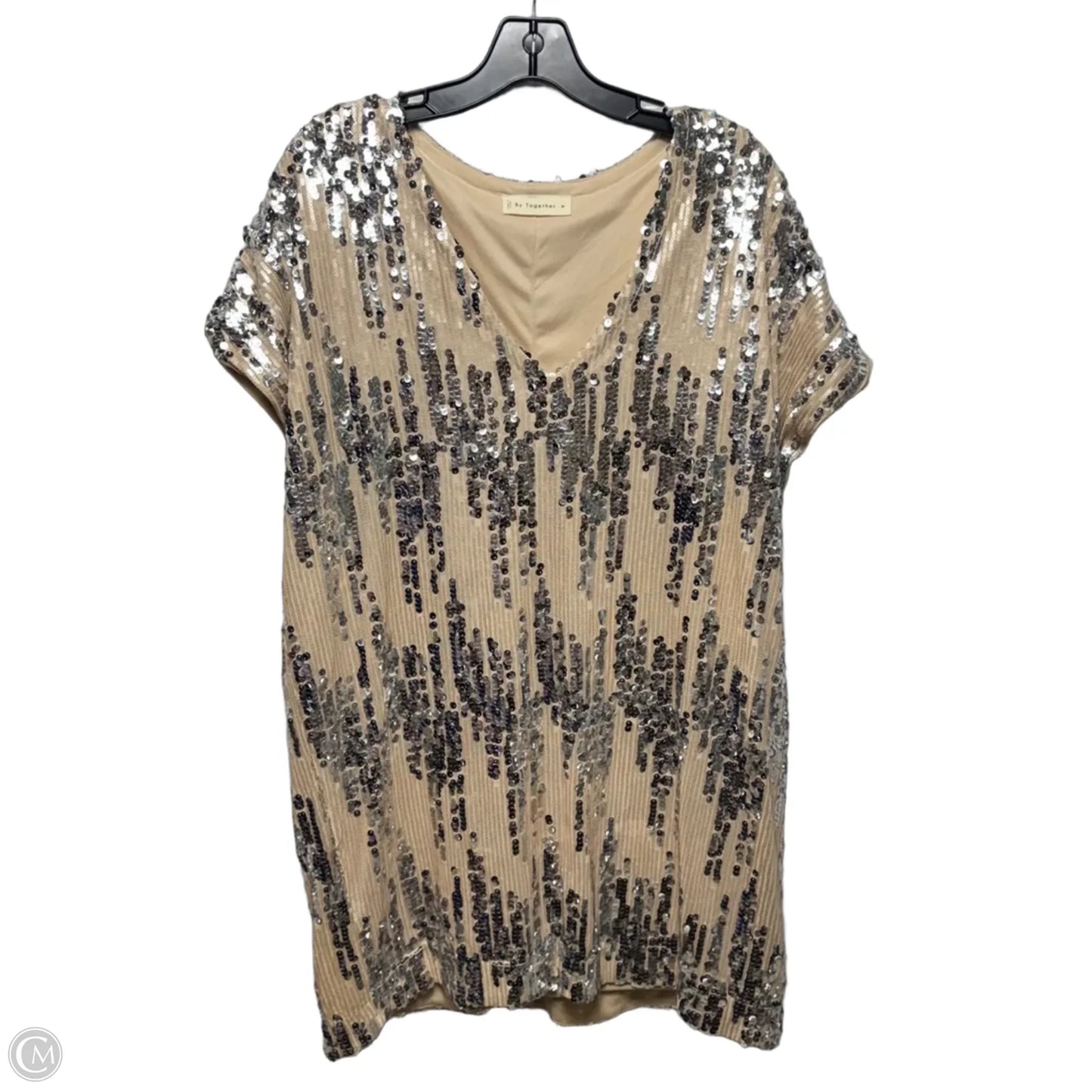 Sequin Dress Casual Short By By Together In Silver & Tan, Size: M