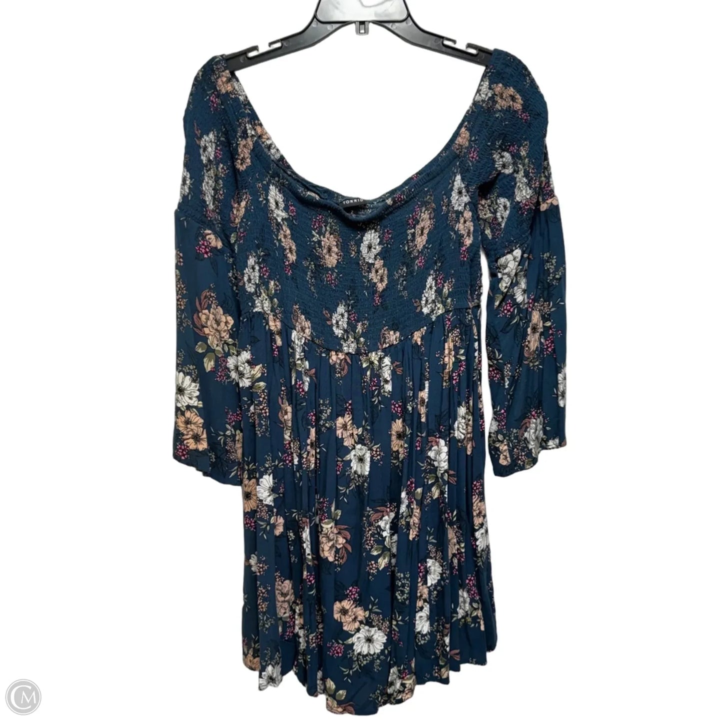 Smocked Bust Off Shoulder Dress Casual Short By Torrid In Floral Print, Size: 2x
