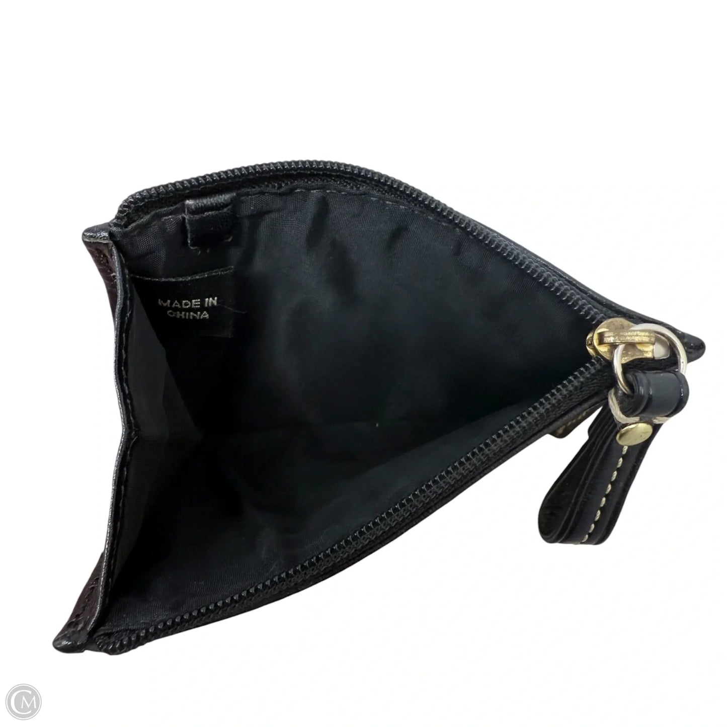 Stitched Signature Leather Coin Purse By Coach, Size: Small