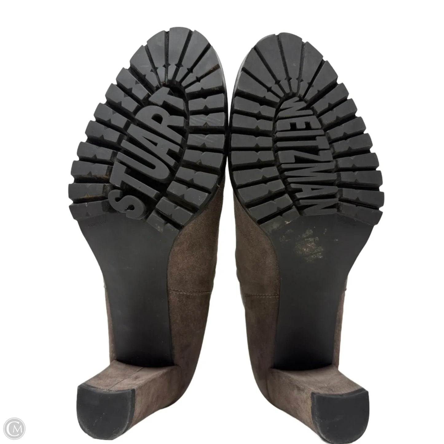 Jackson Suede Lug Sole Booties Designer By Stuart Weitzman In Taupe, Size: 9