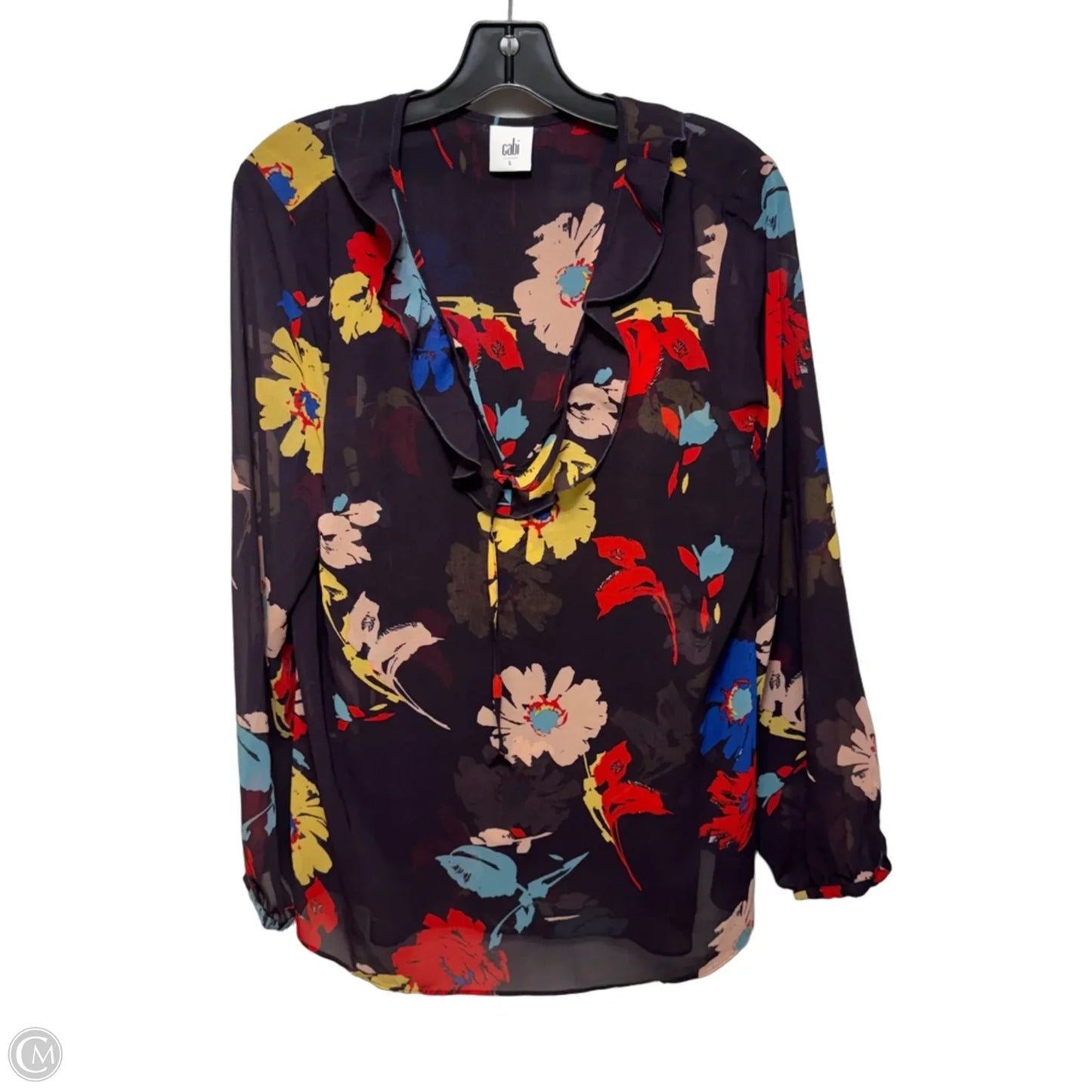Top Long Sleeve By Cabi In Floral Print, Size: L
