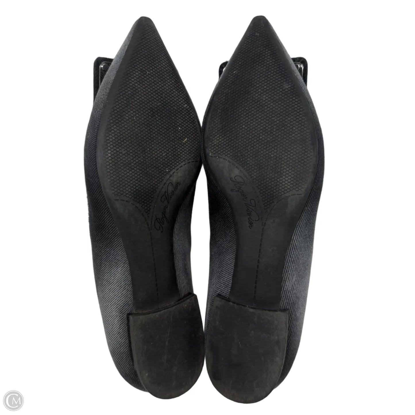 Gommettine Denim Ballet Flats Designer By Roger Vivier In Grey, Size: 7.5 (37.5)