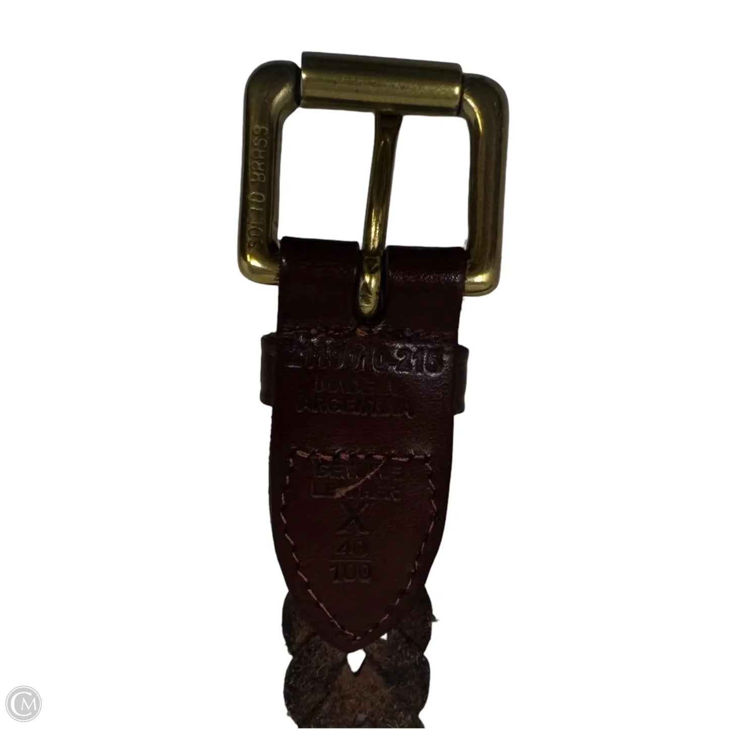 Brass Buckle Braided Belt Leather By Polo Ralph Lauren, Size: Large/40