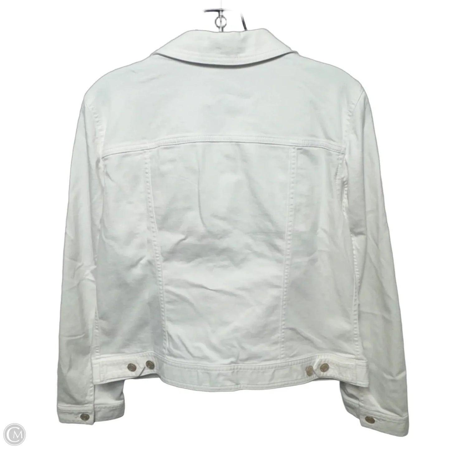 Jacket Denim By Talbots In White, Size: L