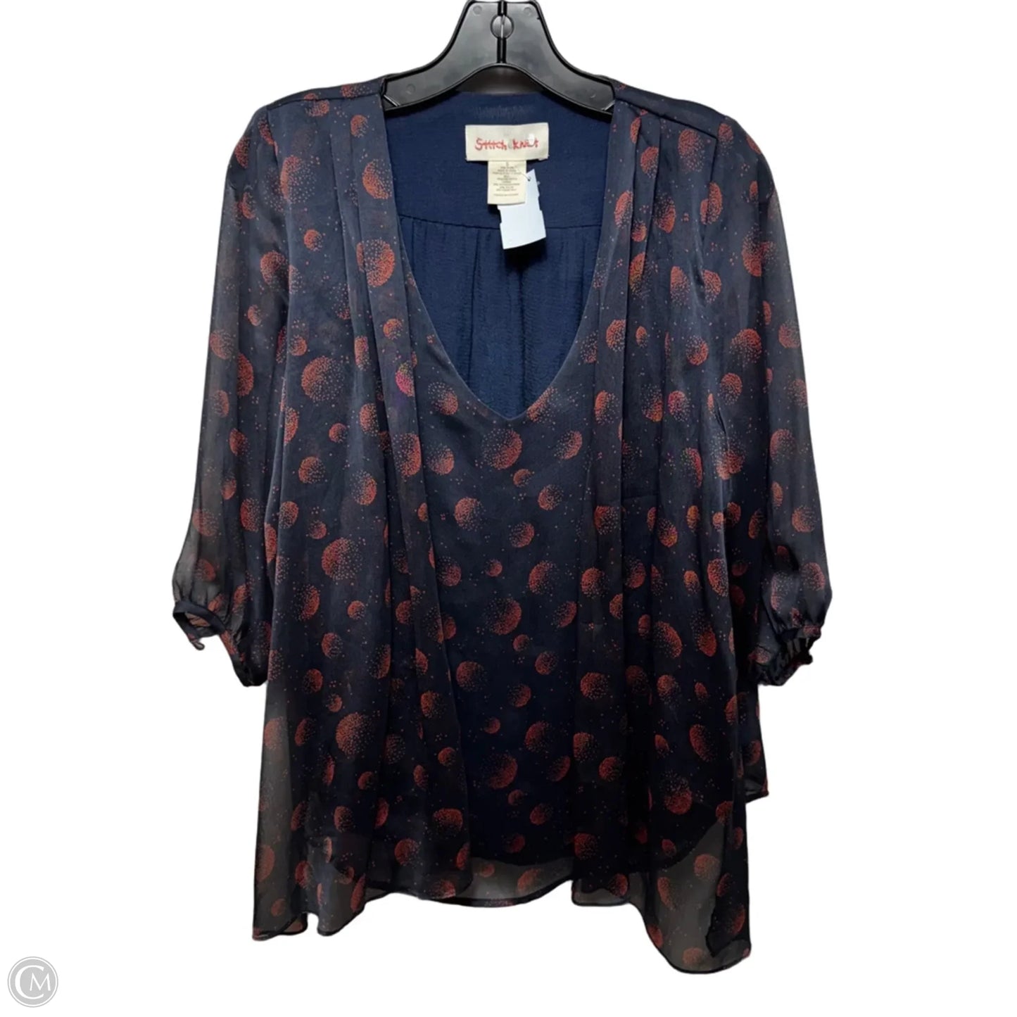 Top Long Sleeve By Stitch & Knot In Blue & Red, Size: S