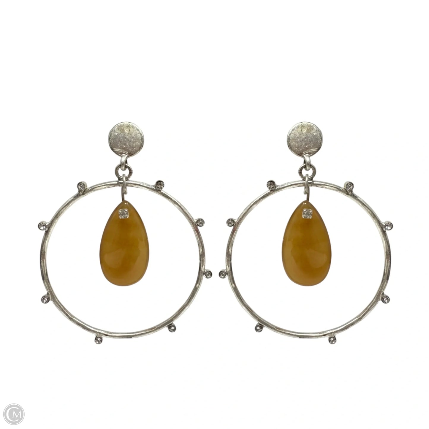 Silver-Tone Brown Agate Teardrop Orbital Hoop Earrings By Lucky Brand