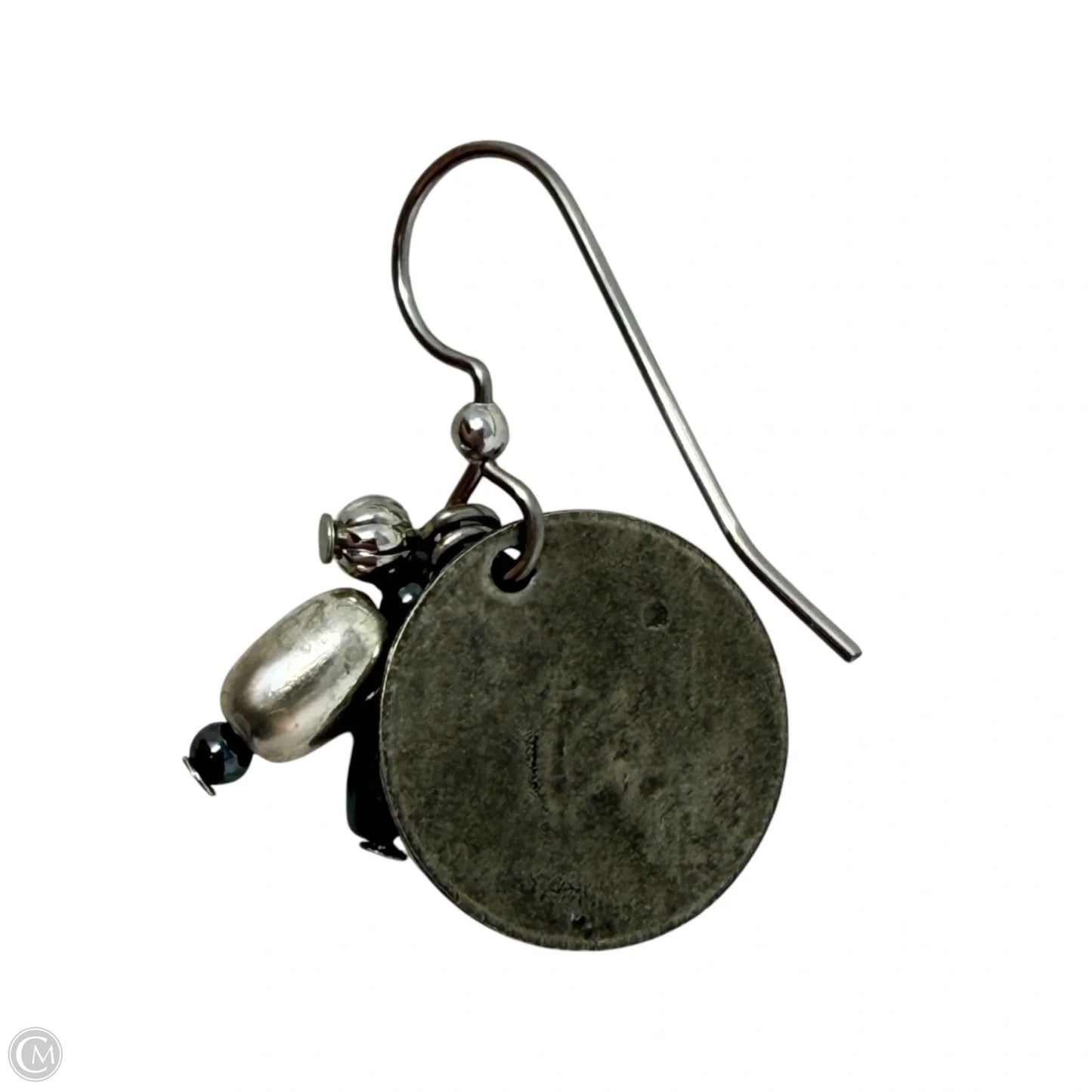 Beaded & Stamped Metal Disc Dangle Earrings