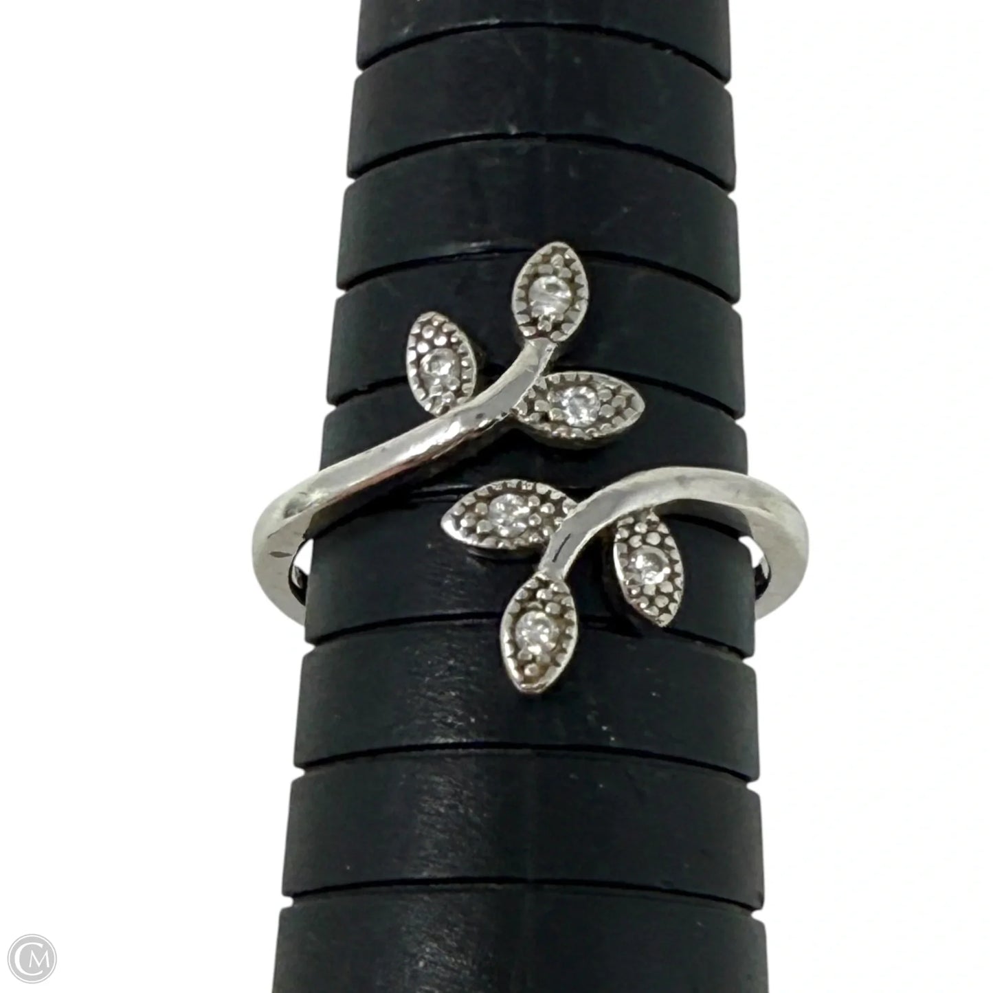 Sterling Silver & CZ Leaf Bypass Ring By IBB, Size: 8
