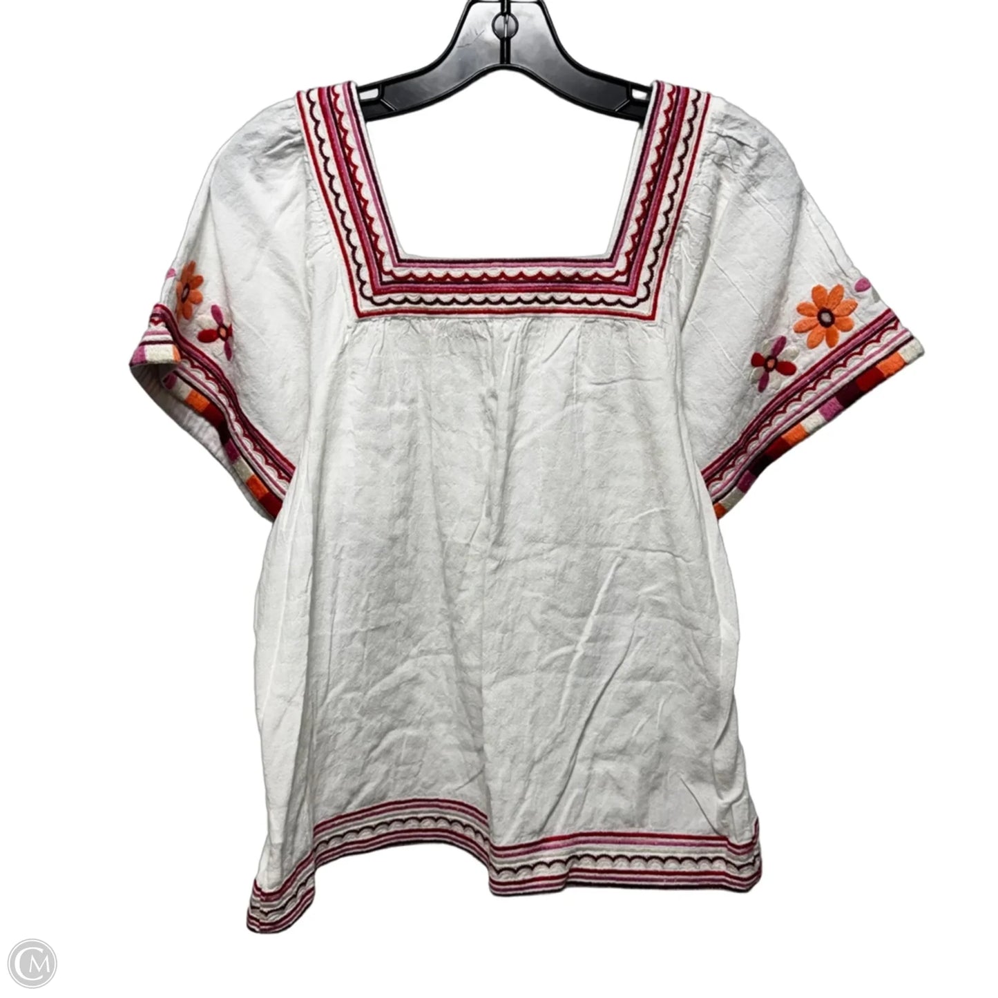 Embroidered Top Short Sleeve By Madewell In White, Size: S