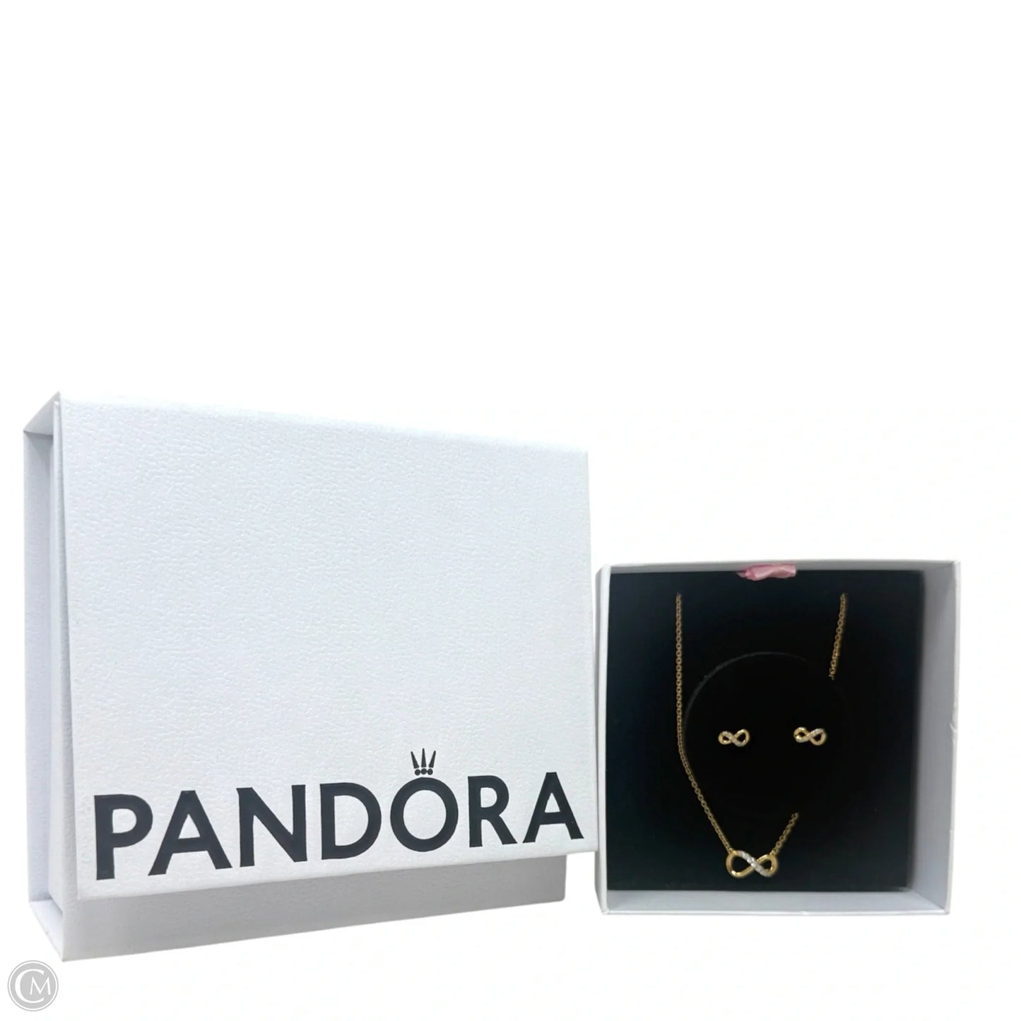 Sparkling Infinity Pavé CZ Stud Earrings In 14k Gold Over Sterling Silver By Pandora