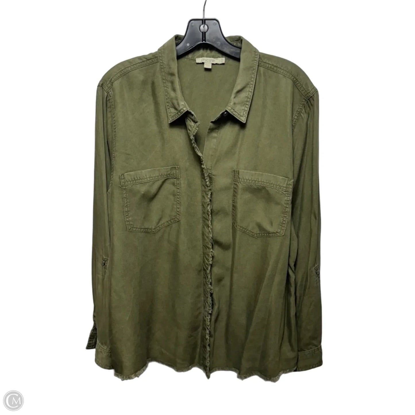 Top Long Sleeve By Chicos In Green, Size: 18