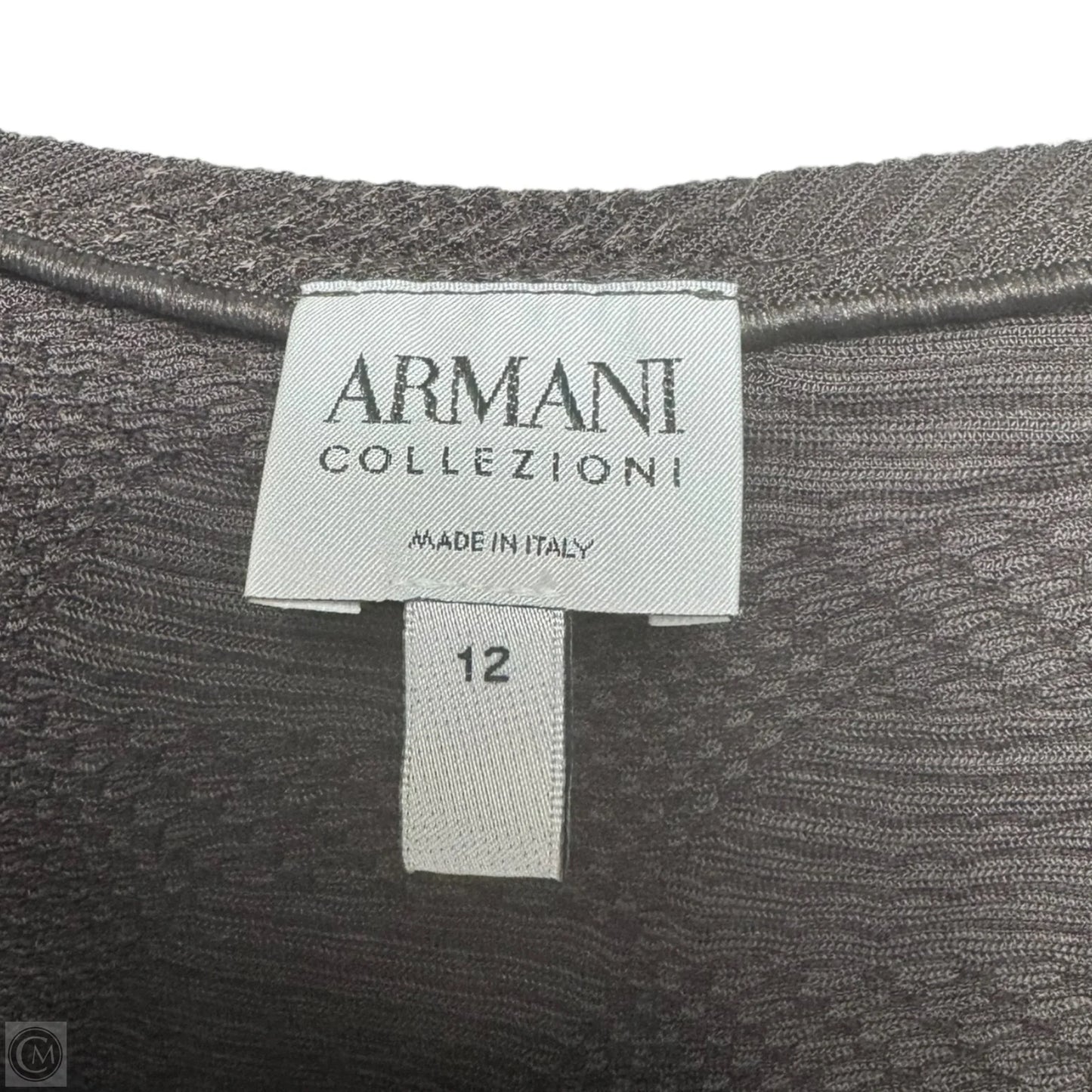 Textured Top Short Sleeve Designer By Armani In Brown, Size: 12