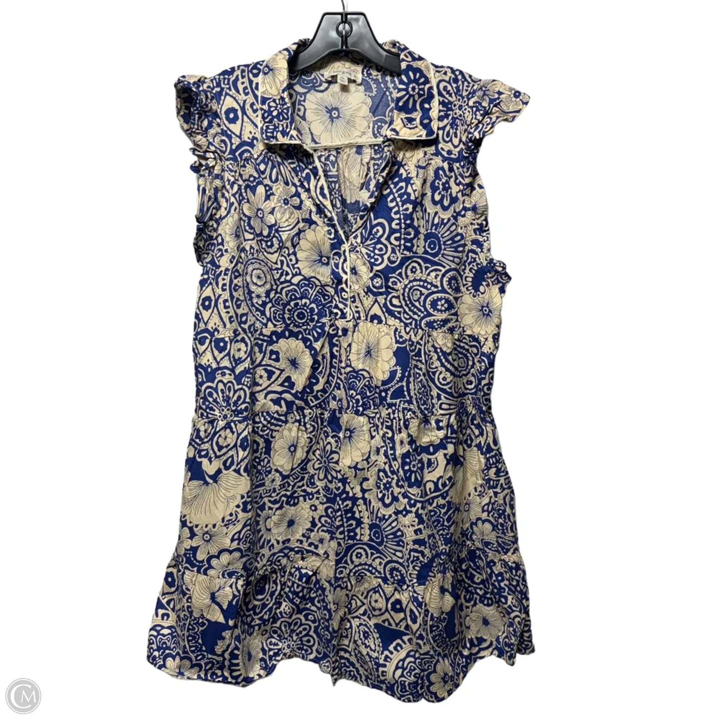 Dress Casual Short By Umgee In Blue & Cream, Size: 2x