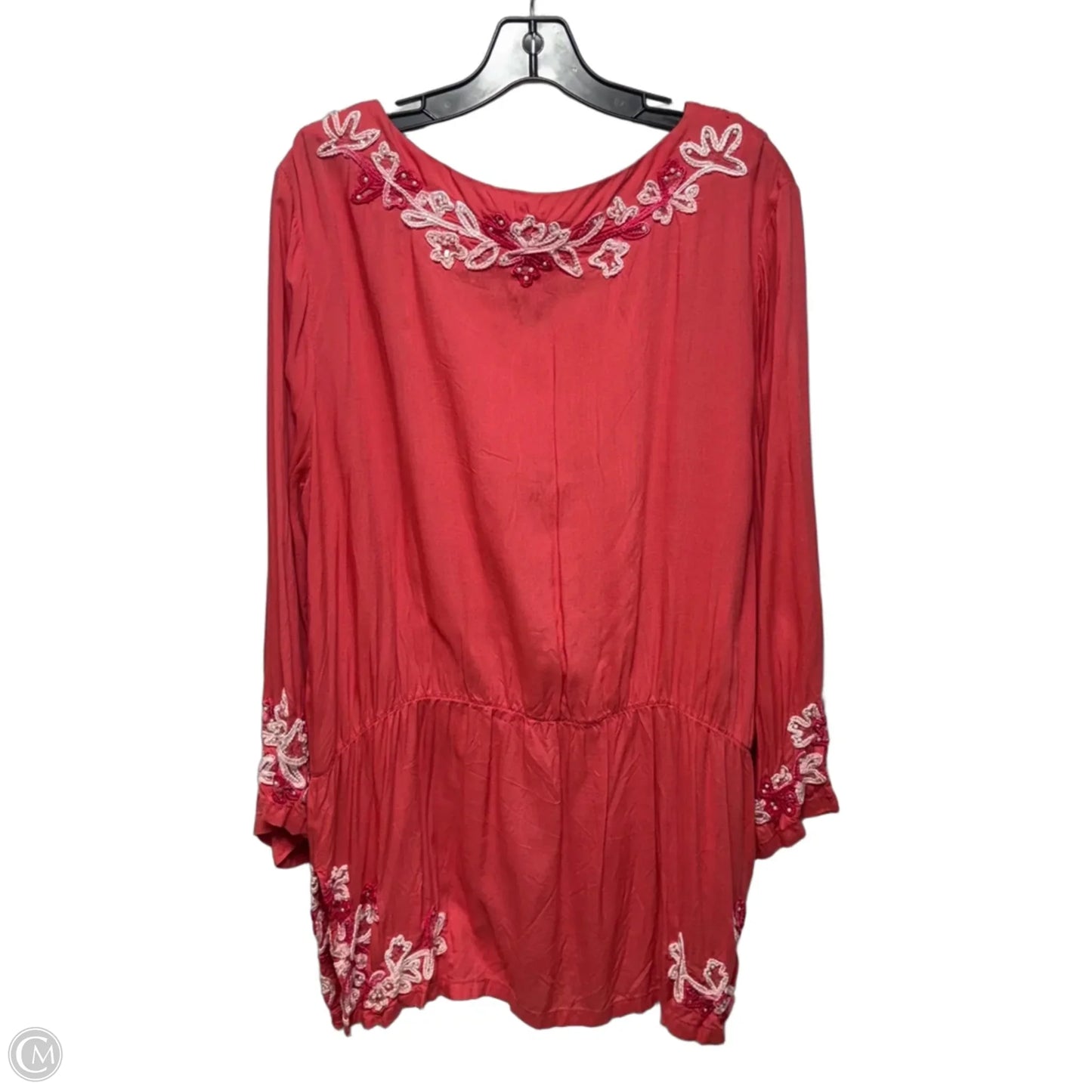 Embellished Tunic Long Sleeve By Soft Surroundings In Coral, Size: Xl
