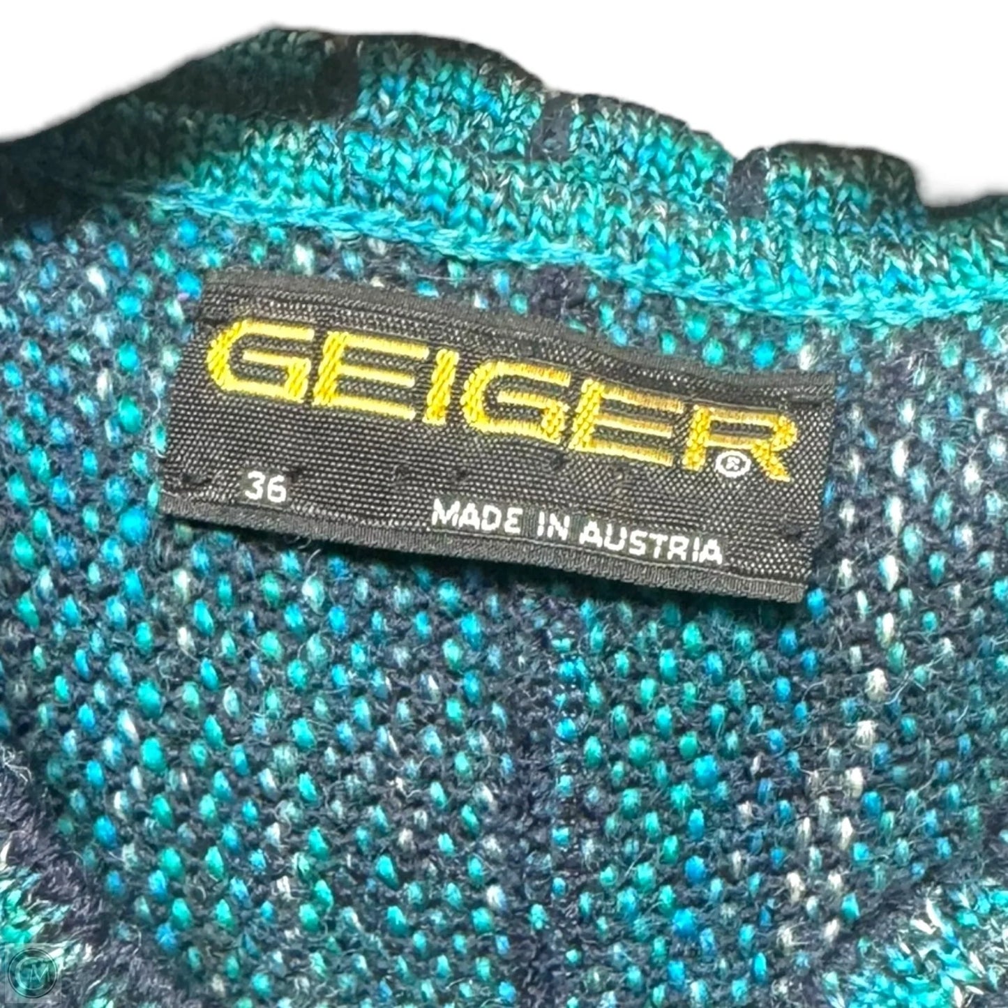 Wool Blazer By Geiger In Green and Blue, Size: 4