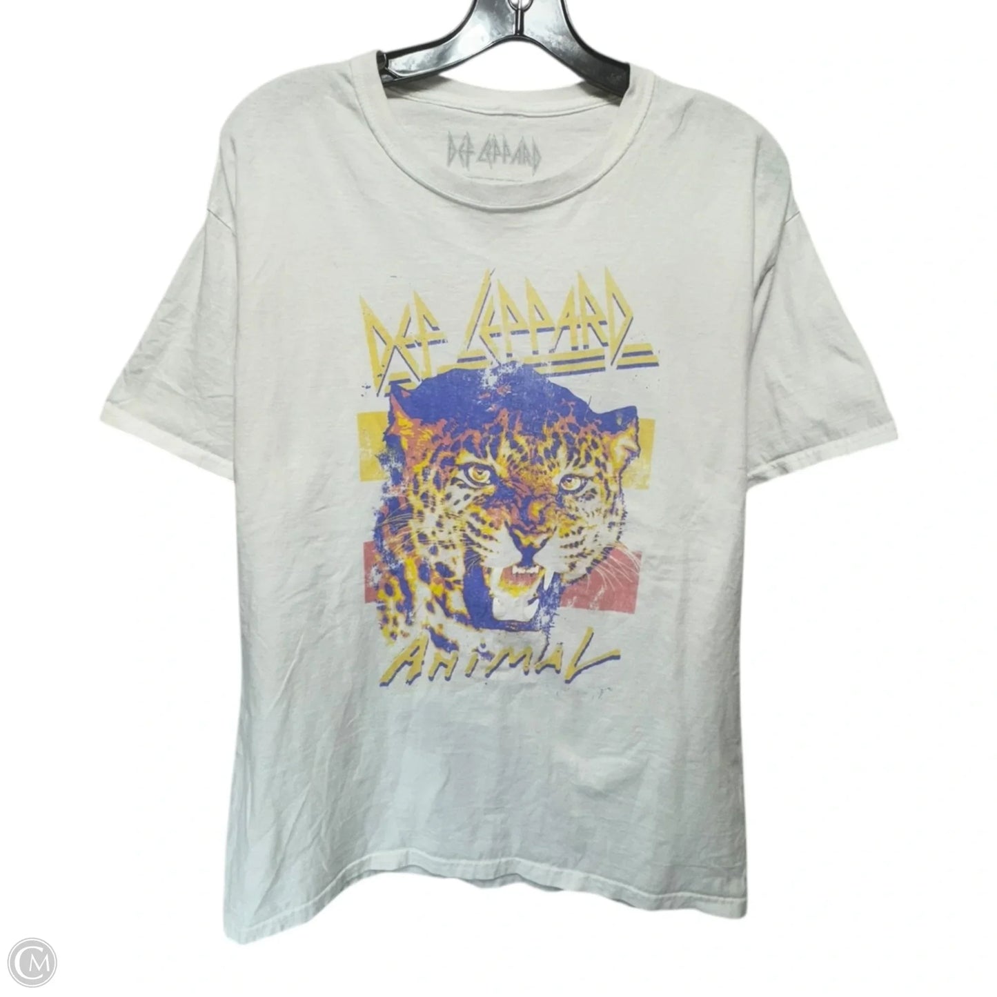Def Leppard Top Short Sleeve By Goodie Two Sleeves In Animal Print, Size: M/L