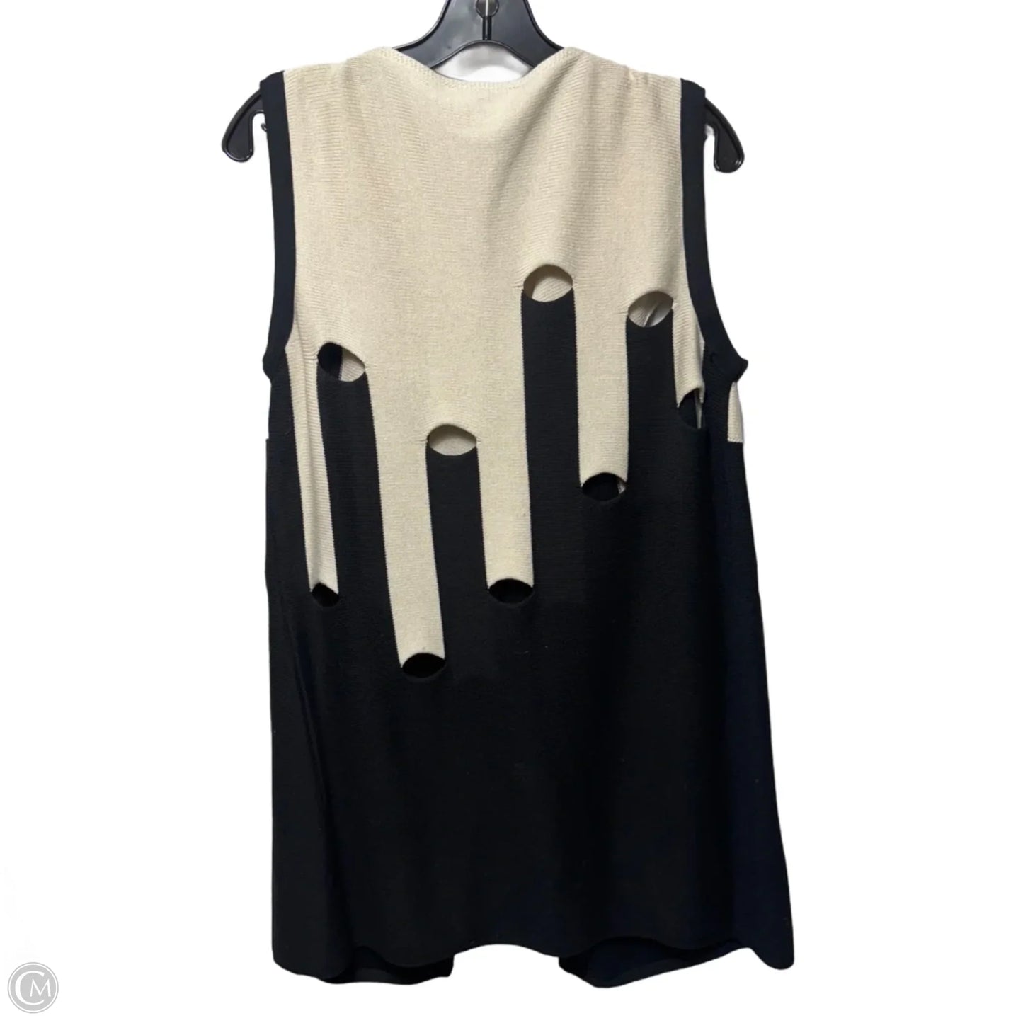 Sweater Cardigan By Angel Apparel In Black & Cream, Size: L