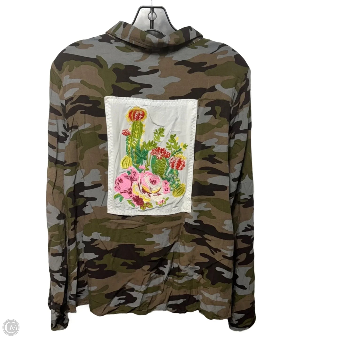 Top Long Sleeve By Savanna Jane In Camouflage Print, Size: Xl