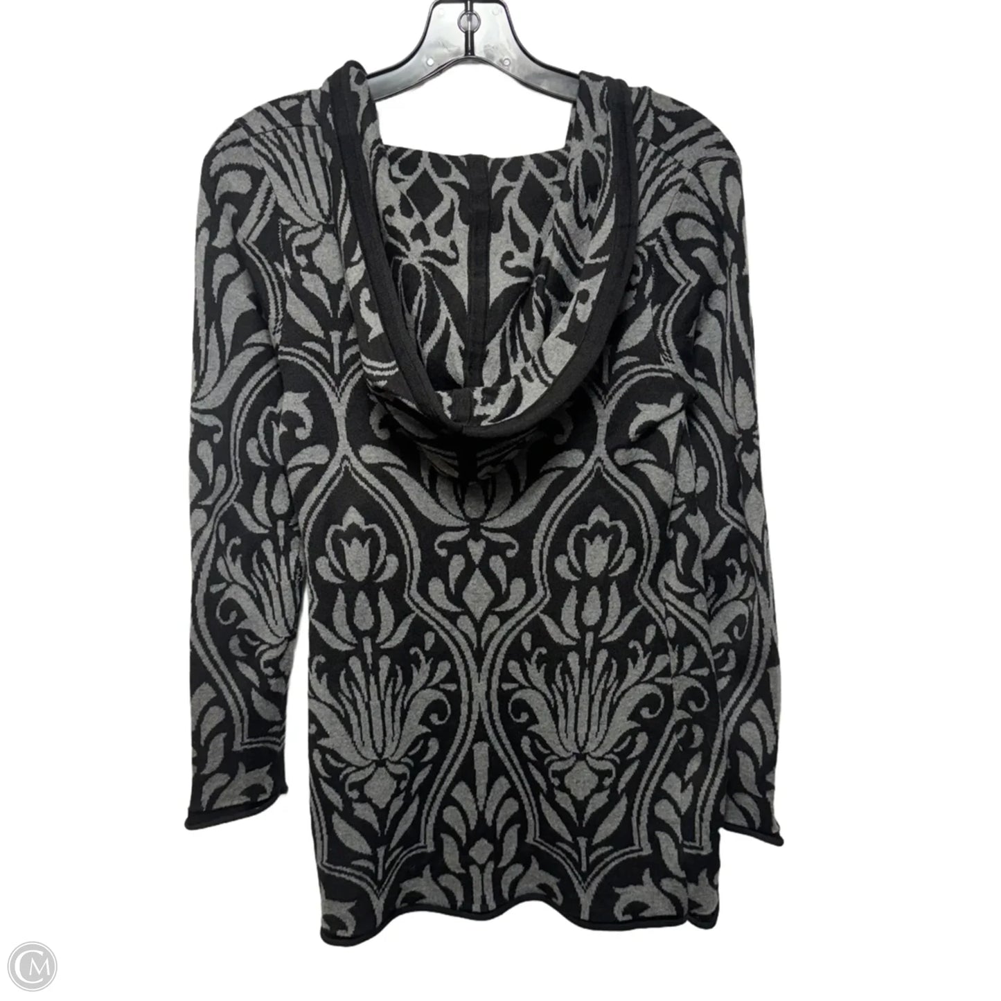Asymmetrical Cardigan Sweater Hoodie By Avalanche In Black & Grey, Size: S