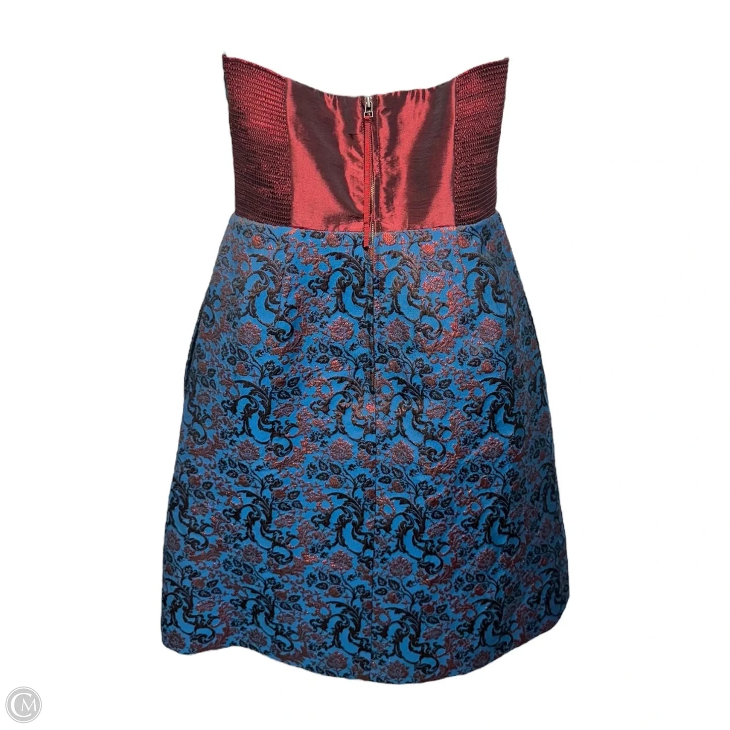 Paprika Brocade Strapless Dress By Leifnotes X Anthropologie In Blue & Red, Size: 4