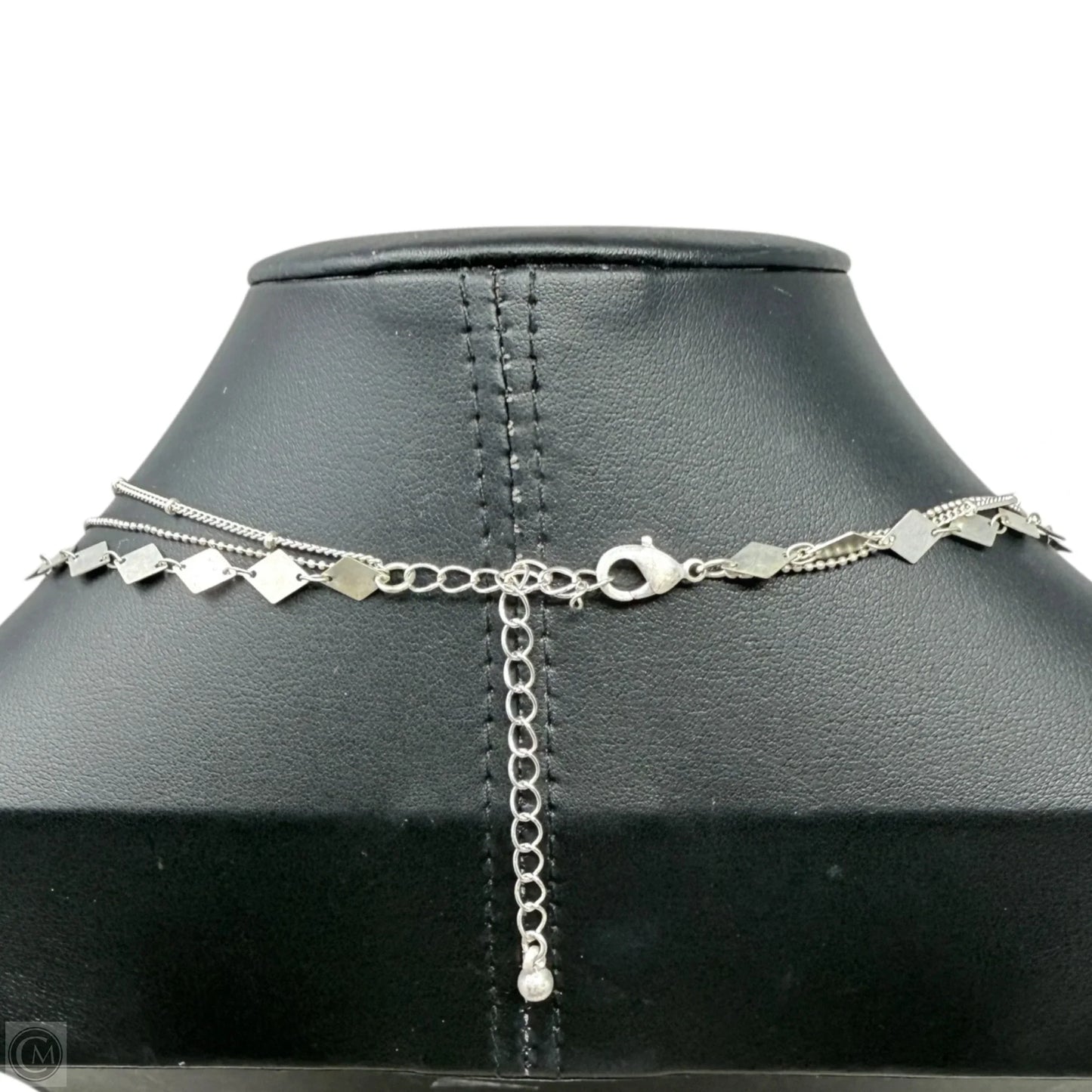 Layered Silver Tone Geometric Lariat Necklace Chain By Chicos