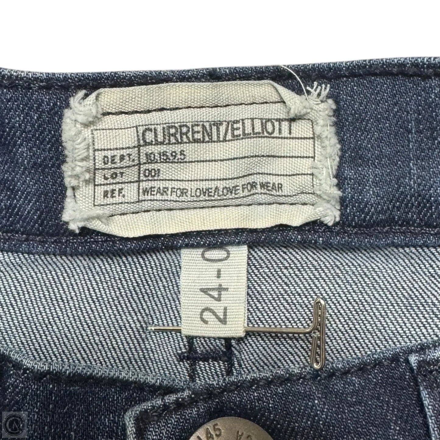 Jeans Skinny By Current Elliott In Blue Denim, Size: 0/24