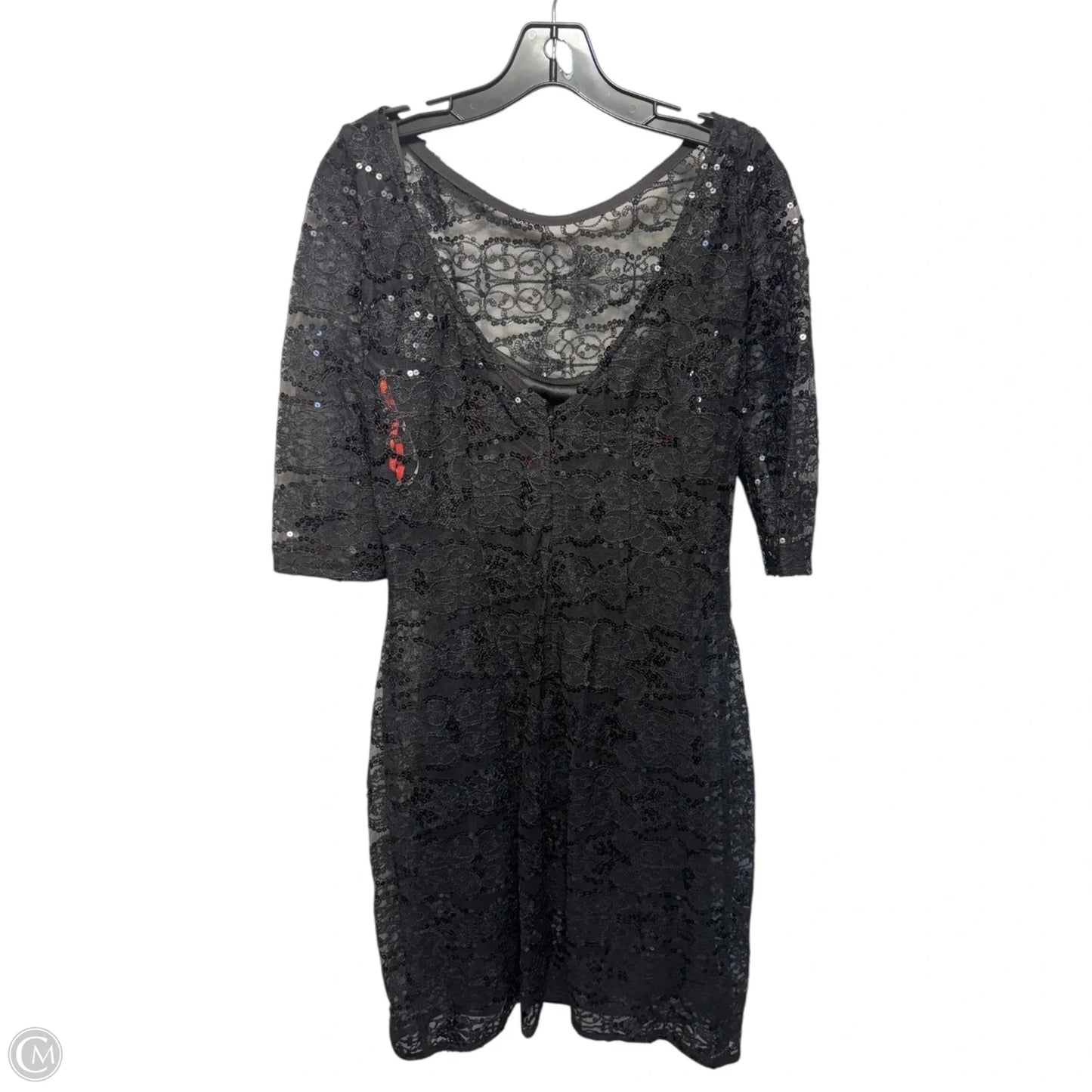 Lace Sequin Dress Party Short By Monique Lhuillier In Black, Size: 12