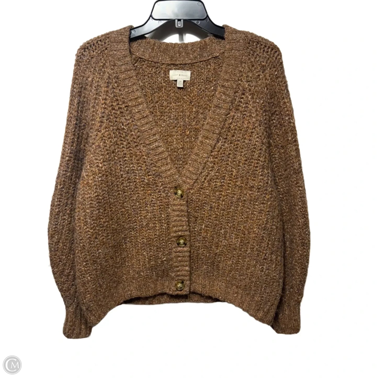 Sweater Cardigan By Lucky Brand In Brown, Size: L
