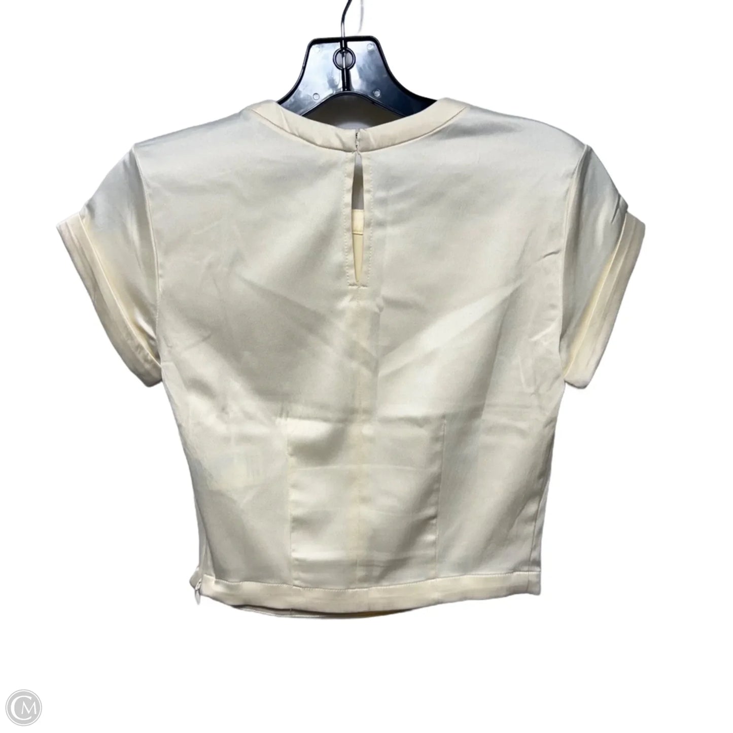 Cropped Top Short Sleeve By Anthropologie In Cream, Size: Xs