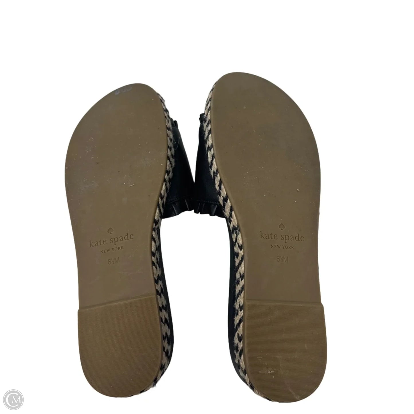 Zahara Leather Flatform Espadrille Slide Sandals Designer By Kate Spade In Black, Size: 8.5