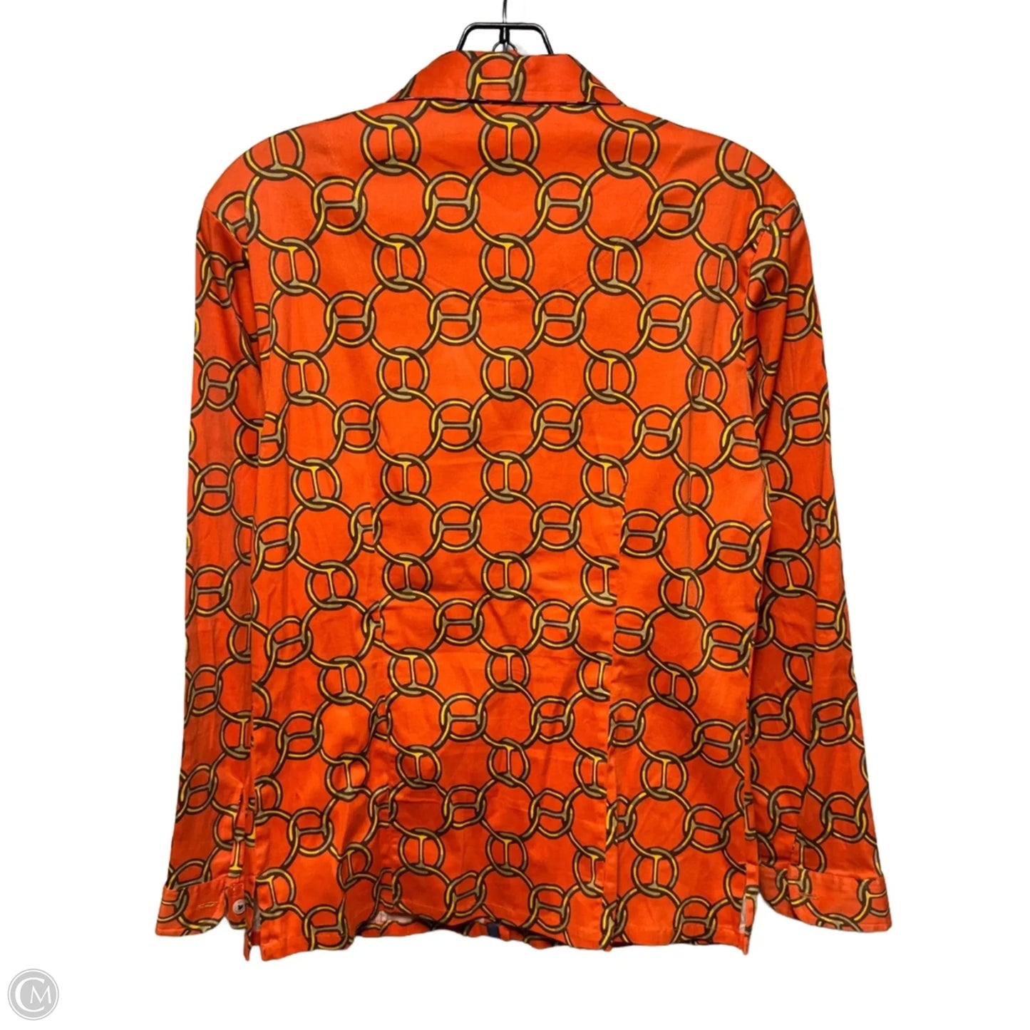 Rome Shirt By Tizzie By Dizzy Lizzie In Orange Geometric Print, Size: M