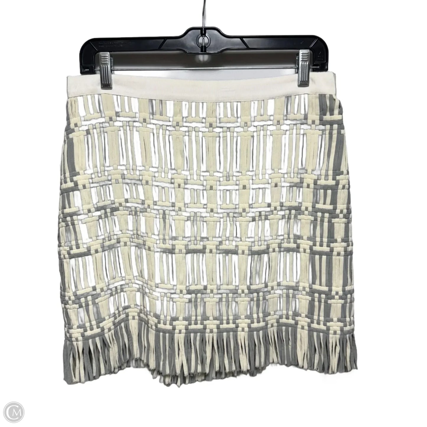 Ferdinanda Basketweave Fringe Mini Skirt By Club Monaco In Cream & Grey, Size: 4