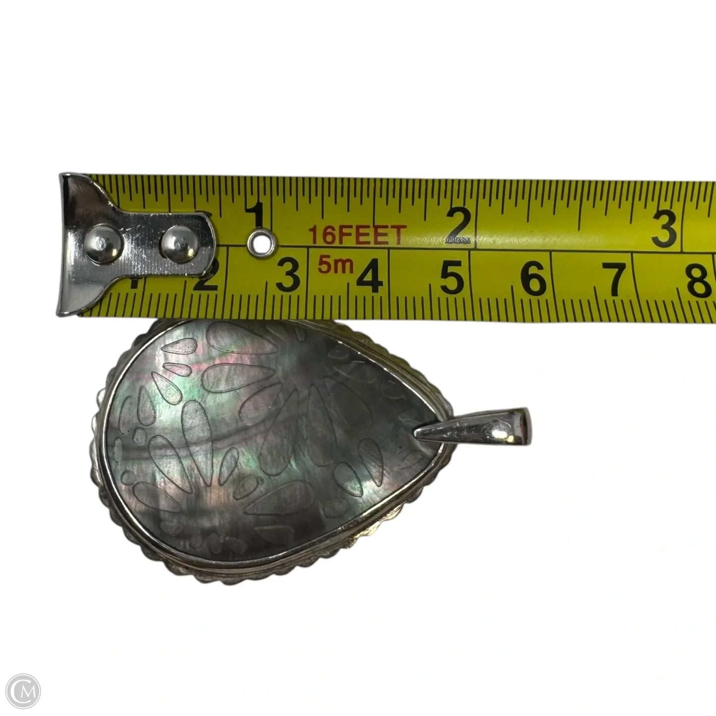 Etched Black Lip Shell Sterling Silver Pendant By Silpada