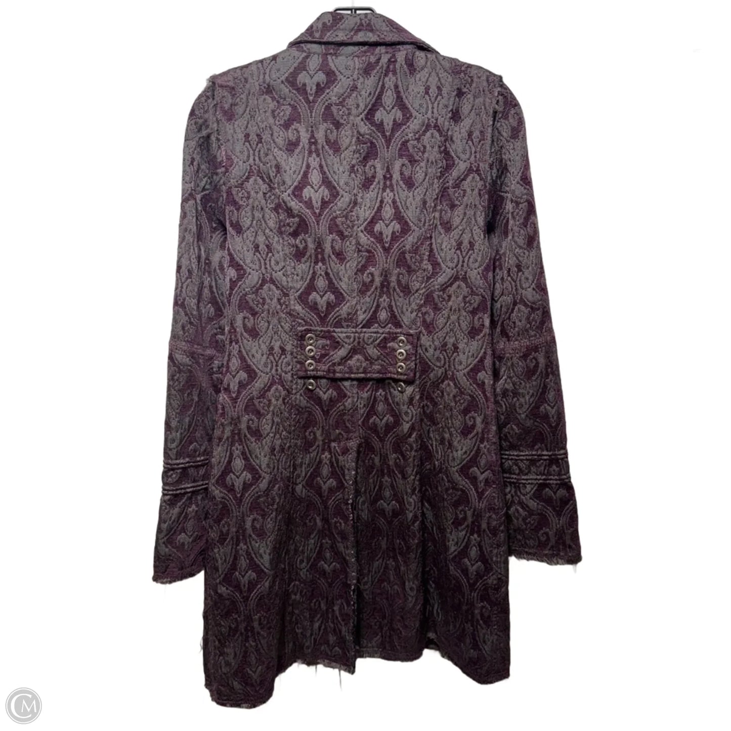 Vintage Brocade Tapestry Coat By Free People In Grey & Purple, Size: 6