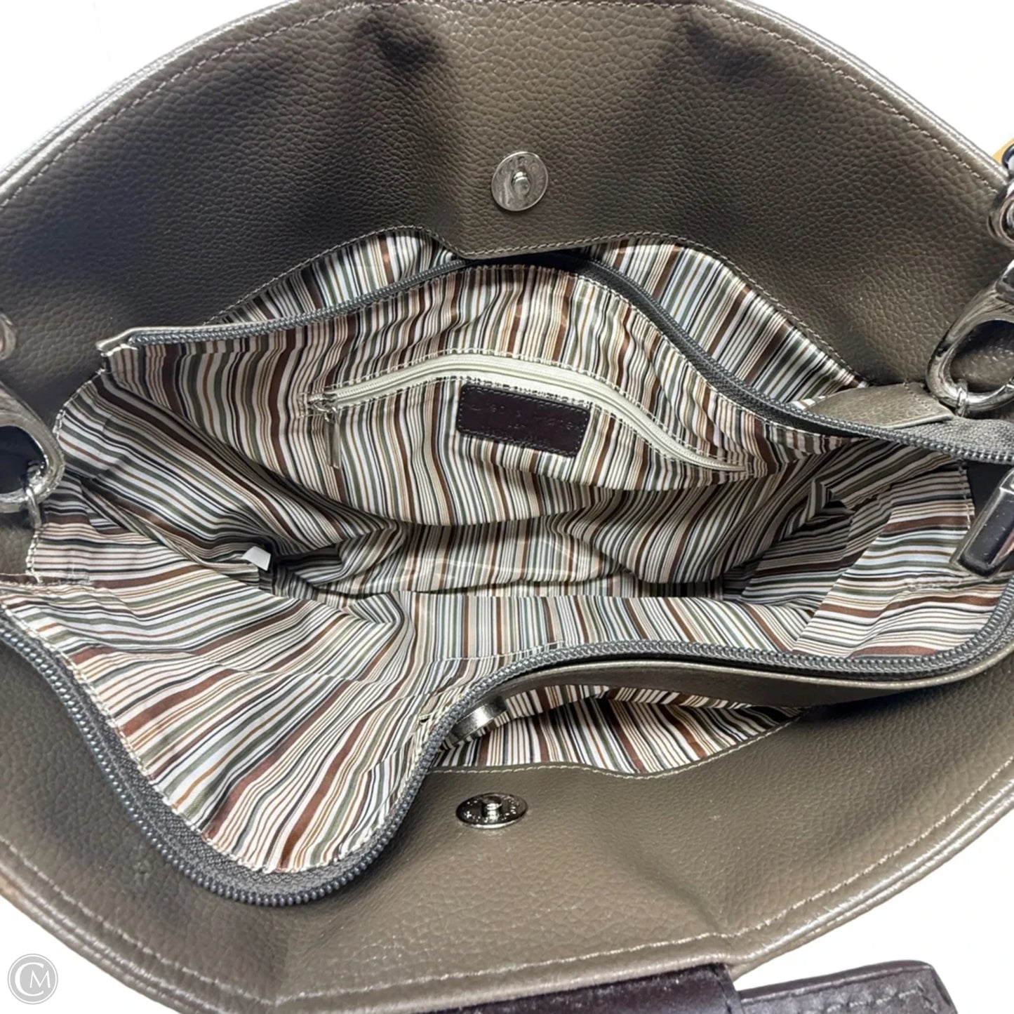 Circle Handle Leather Tote By Cleo & Patek Paris, Size: Medium